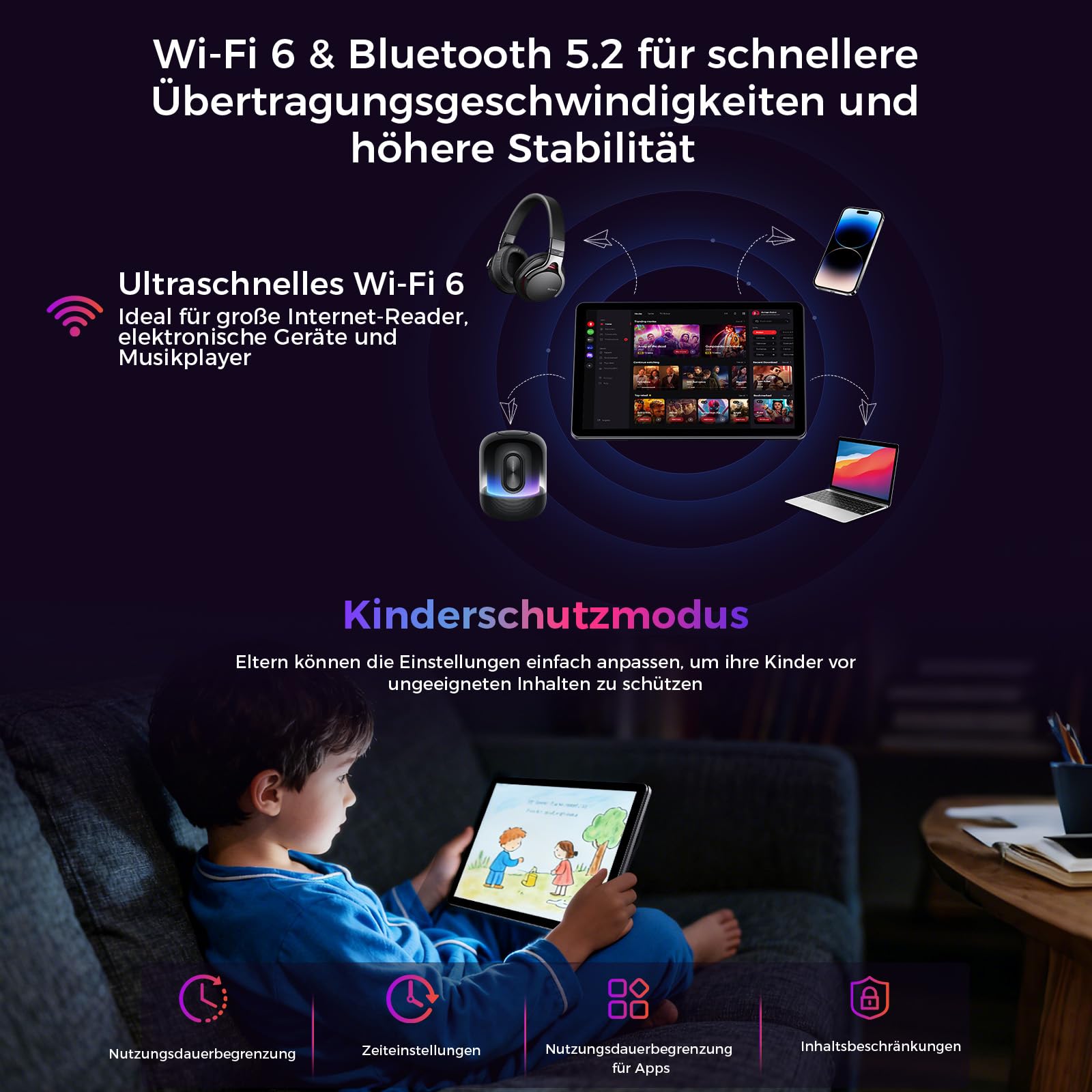 2026 Neuestes Tablet 10.1 Zoll Android 16 mit Gemini AI, 16GB RAM + 64GB ROM, GMS Widevine L1, WiFi 6 & BT 5.2, Dünn und leicht Tablet mit Gesichtserkennung (Grau)