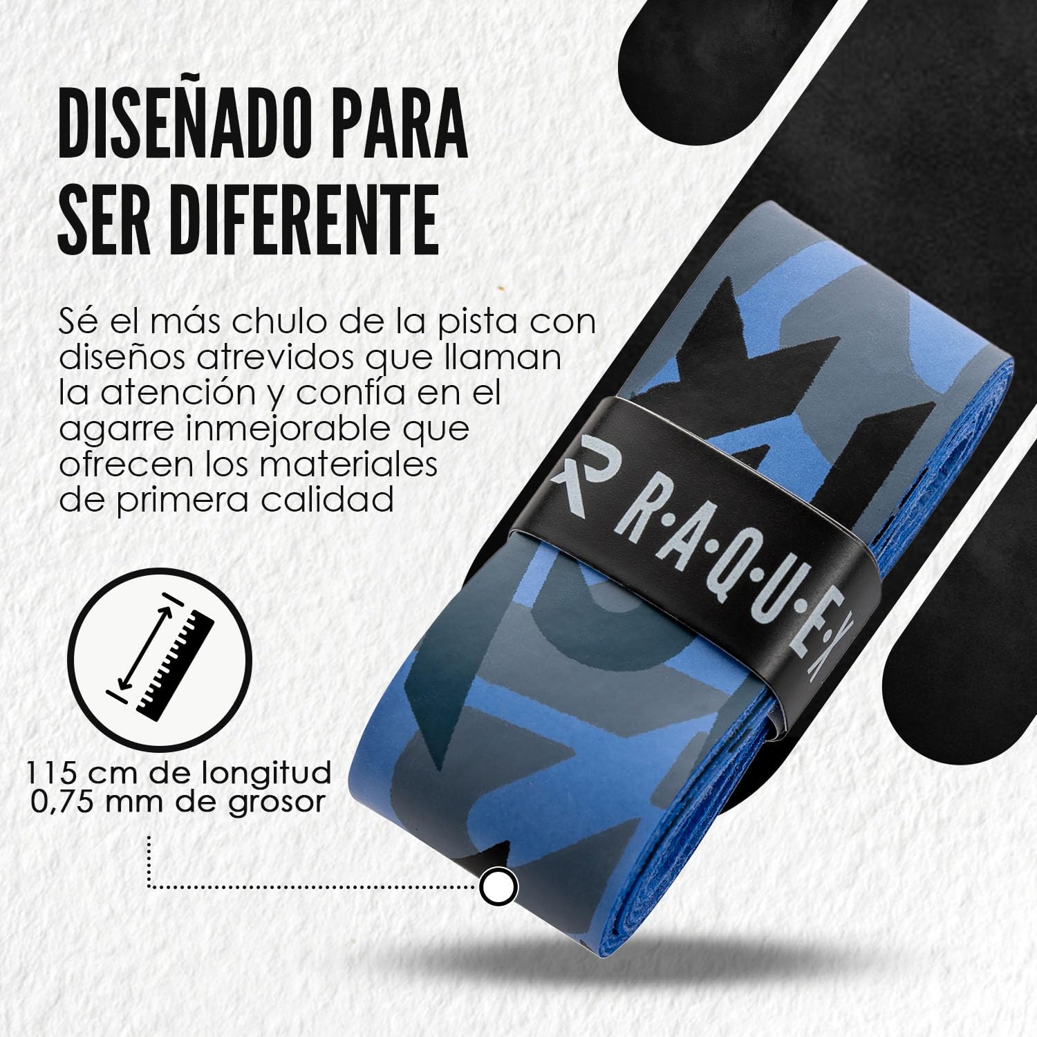 Raquex Evoke Overgrip - Over Grip para Raquetas de Padel, Tenis, bádminton y Squash. Paquete de 3 Grips