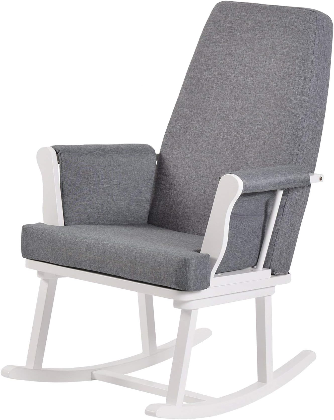 KUB® Haldon Nursing Rocking Chair (White&Grey) Padded Cushions with
