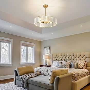 YURNYQ Gold Crystal Chandelier for Dining Room, 6-Light