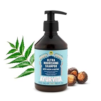 Nourishing Shampoo for Women & Men - Neem & Reetha Natural Ayurvedic Hair Care - Anti Dandruff Gentle Daily Growth Formula - Healthy Scalp Strong Roots - Moisturizing & Strengthening - 10 Oz