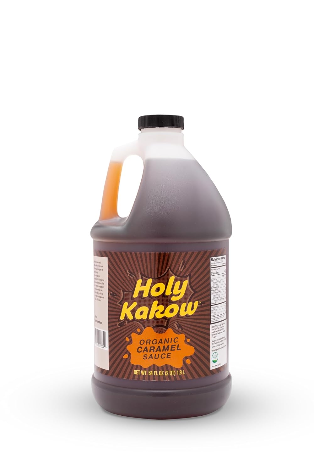 Holy Kakow Organic Vegan Keto Caramel Sauce - Dairy-Free, Gluten-Free Drizzle for Coffee, Ice Cream & Desserts, 64 Oz