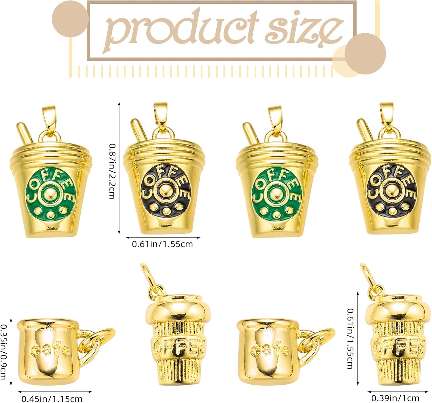 8 Pcs Coffee Cup Charms for Jewelry Making Brass Cup Pendants for Bracelets Necklace Craft Making - Image 2