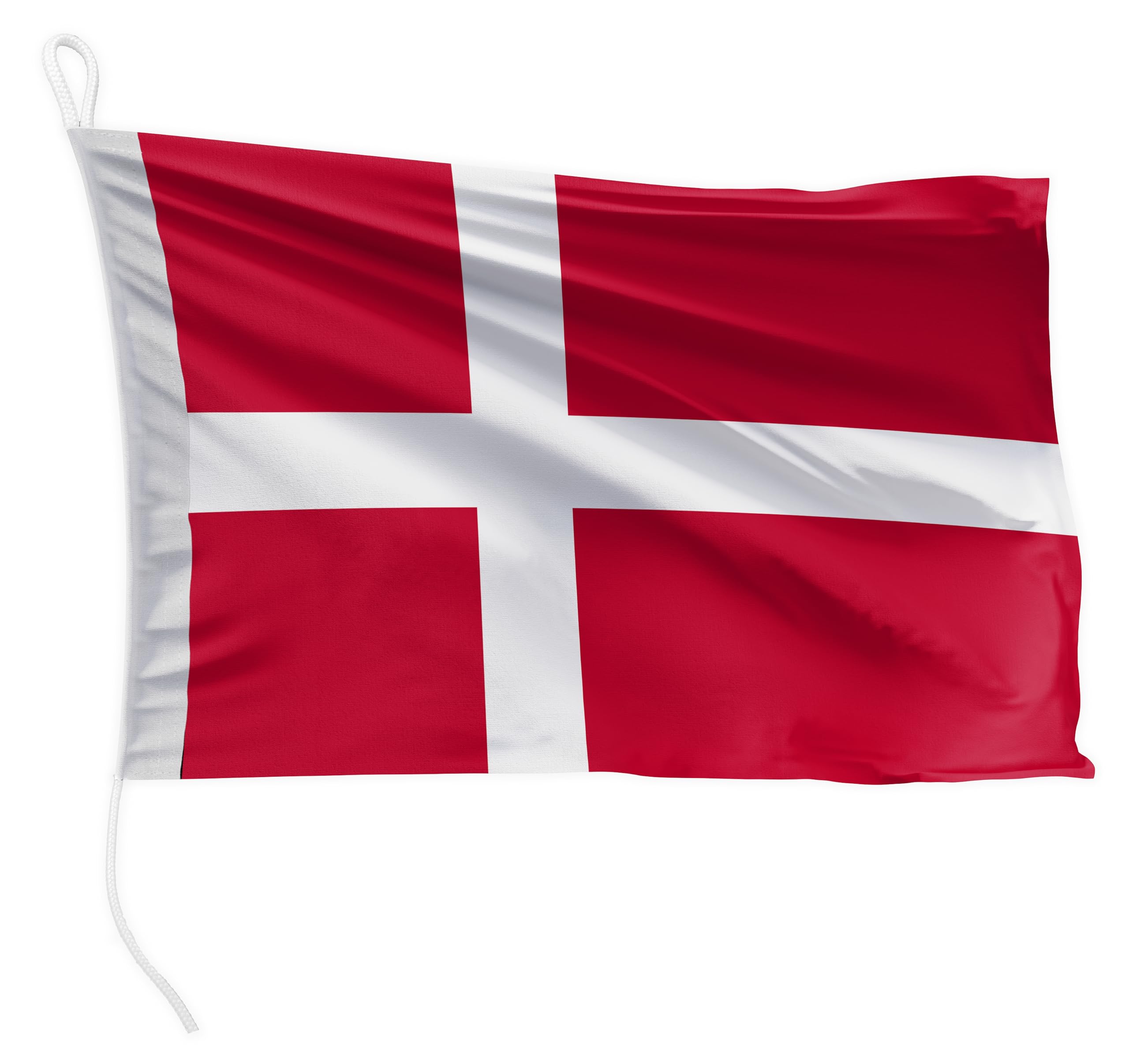 FLAGLY Premium Boat Flag Denmark 40 x 60 cm - 115 g/m² Fabric Weight - Printed, Robust with Knit & Loop, Boat Accessories Motor Boat (40 x 60 cm - Denmark)