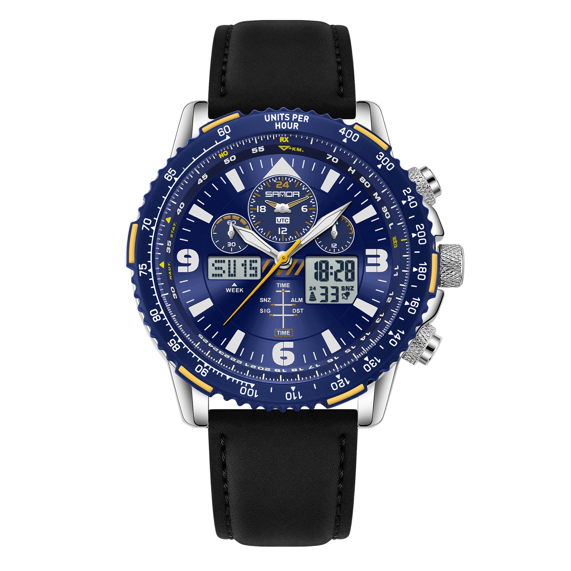 Gosasa Fashion Casual Herren Analog Digital Quarz Uhr mit Lederband