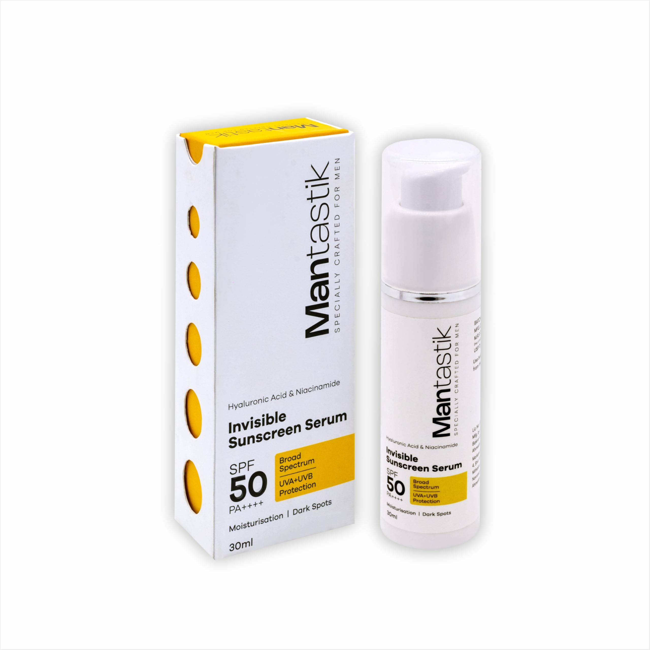 Mantastik Invisible Sunscreen Serum, SPF 50 PA++++, Hyaluronic Acid and Niacinamide, Non-Greasy, Matte Finish, For Men, 50ml-picture-52
