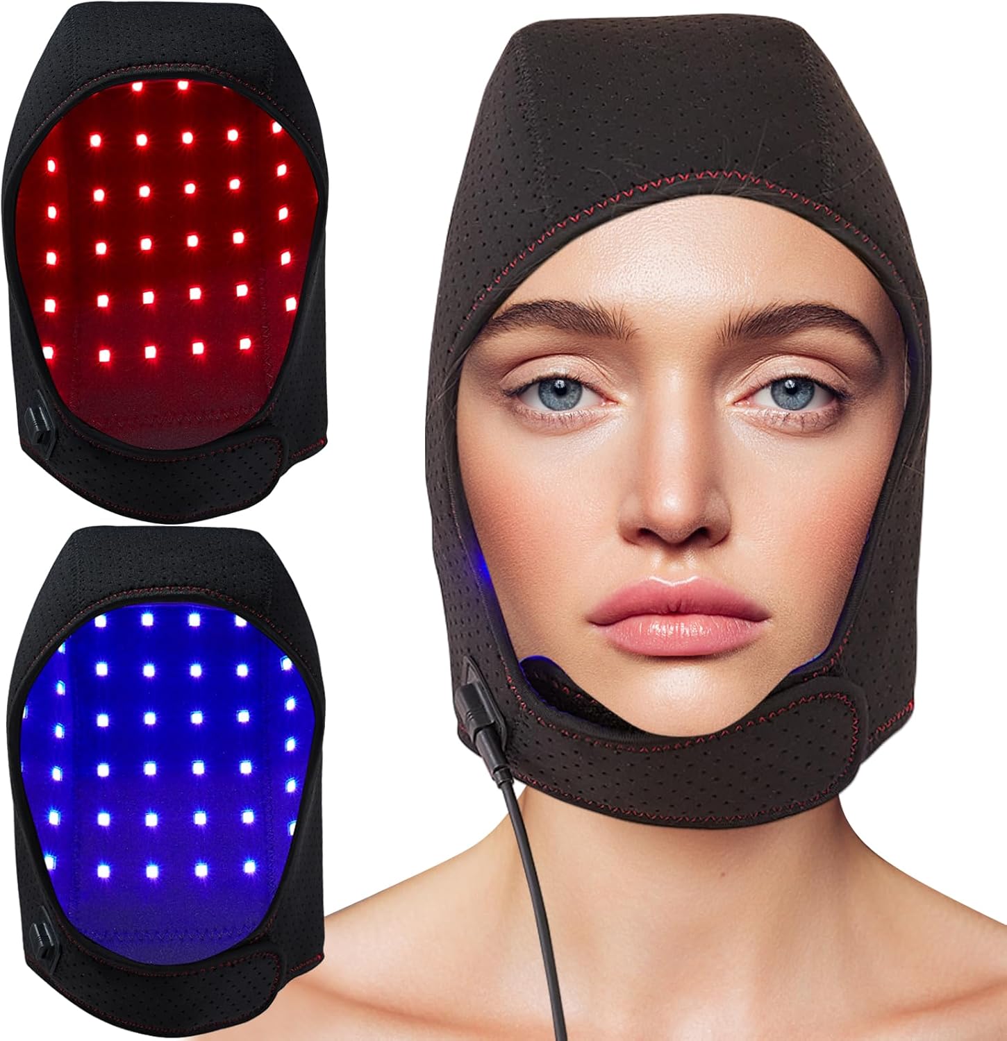 CAMECO Red Light Therapy for Head, Blue Light & Red & Near Infrared Light Cap, Whole Head Wrap Hat, 10/20/30Min Timer & 3 Levels Temperature, Gifts for Women Men