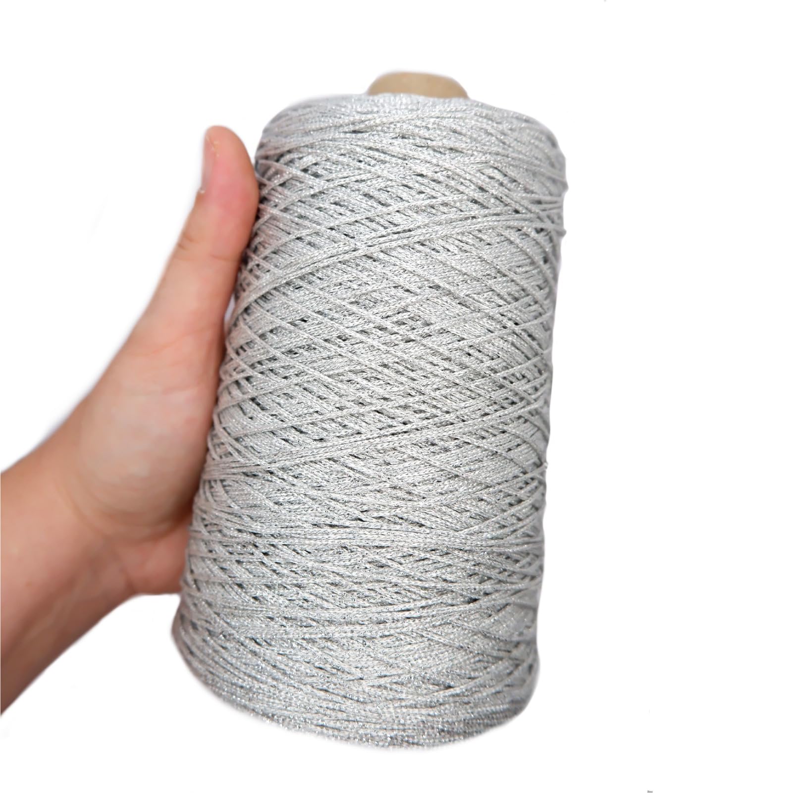 Fil pour tricot et crochet Cuquillo de Lamé TEXTEX cône gris argent