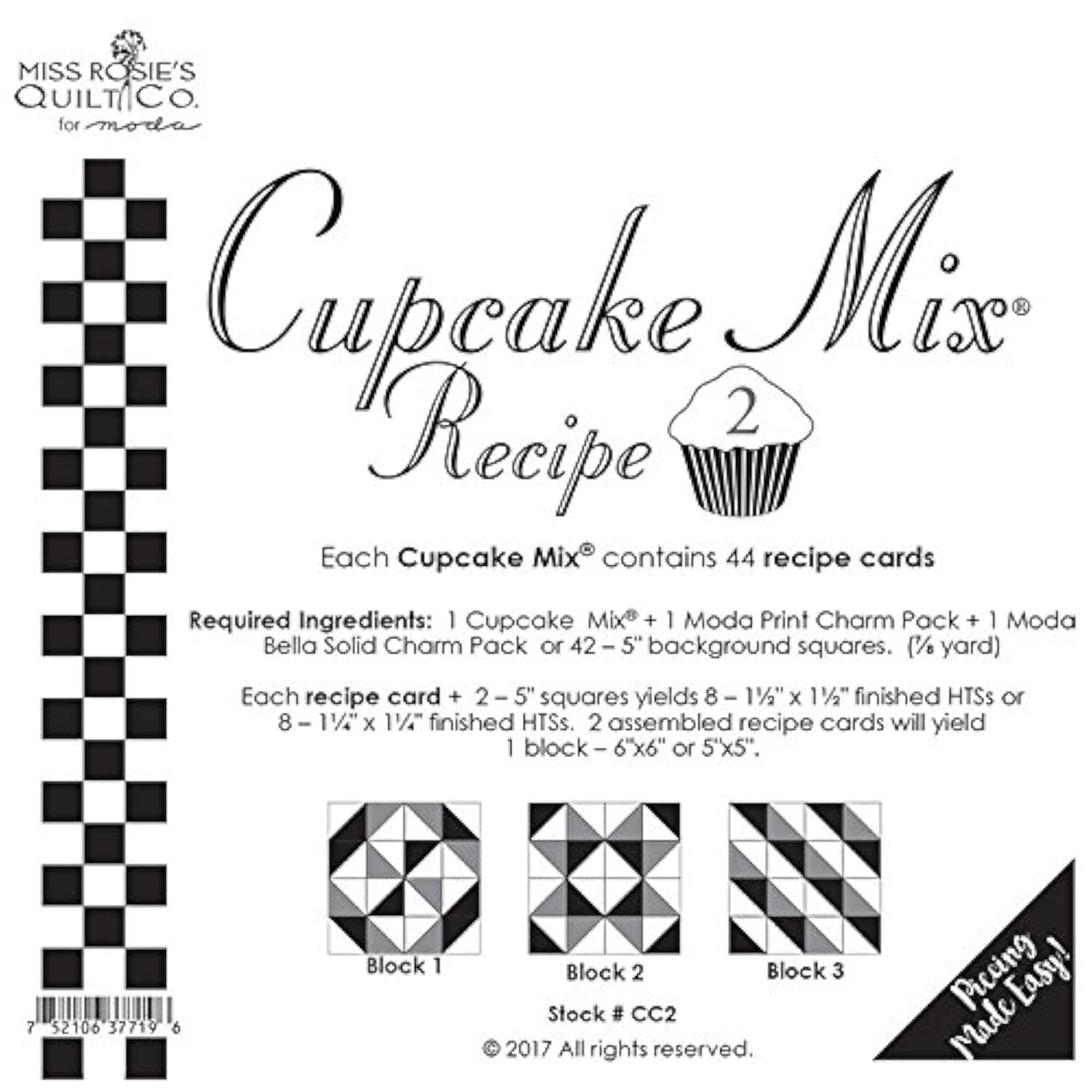 Moda Cupcake Mix Recipe Foundation Paper Pattern Pad #2