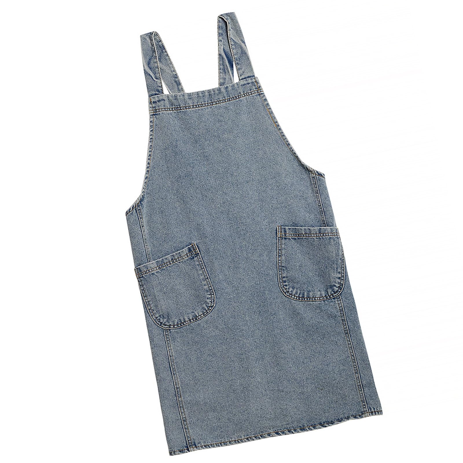 Buxuaaaa Heavily Duty Jean Kitchen Apron with Spacious Coverage, Breathable Cooking Apron for Daily Cooking Protections Wear Kitchen