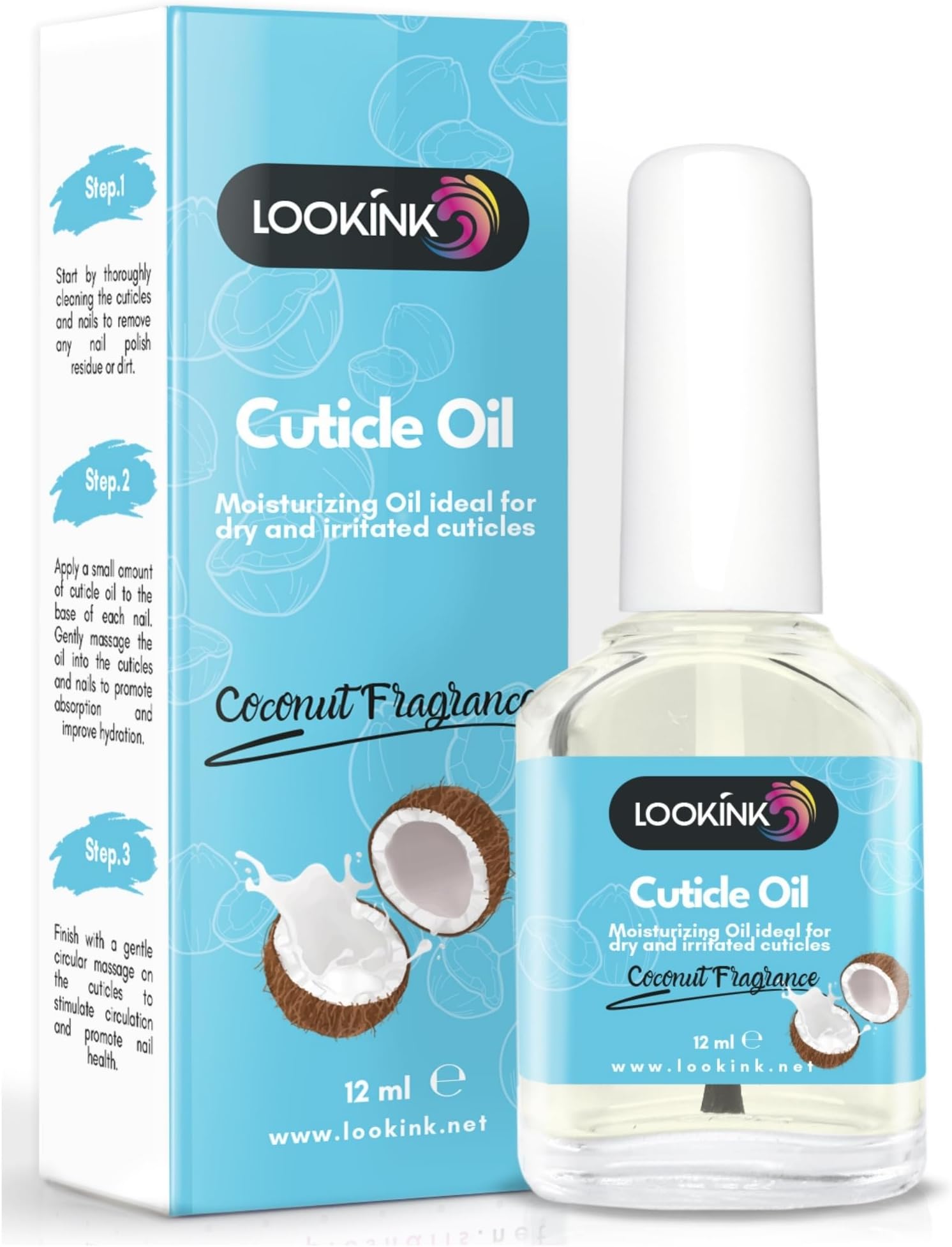 Professional Nail Cuticle Oil 12 ml - Hydrating and Nourishing Coconut Fragrance Cuticle Oil for Perfect Hands and Feet - Cuticle Softener for Professional Nail Care