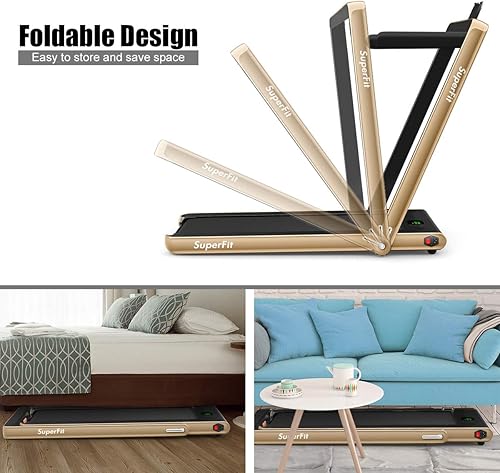 Miniatura 3 de SAFEPLUS Treadmil - Caminadora plegable portátil 2 en 1 con modos de caminar y correr y correr debajo del escritorio, caminadora debajo del