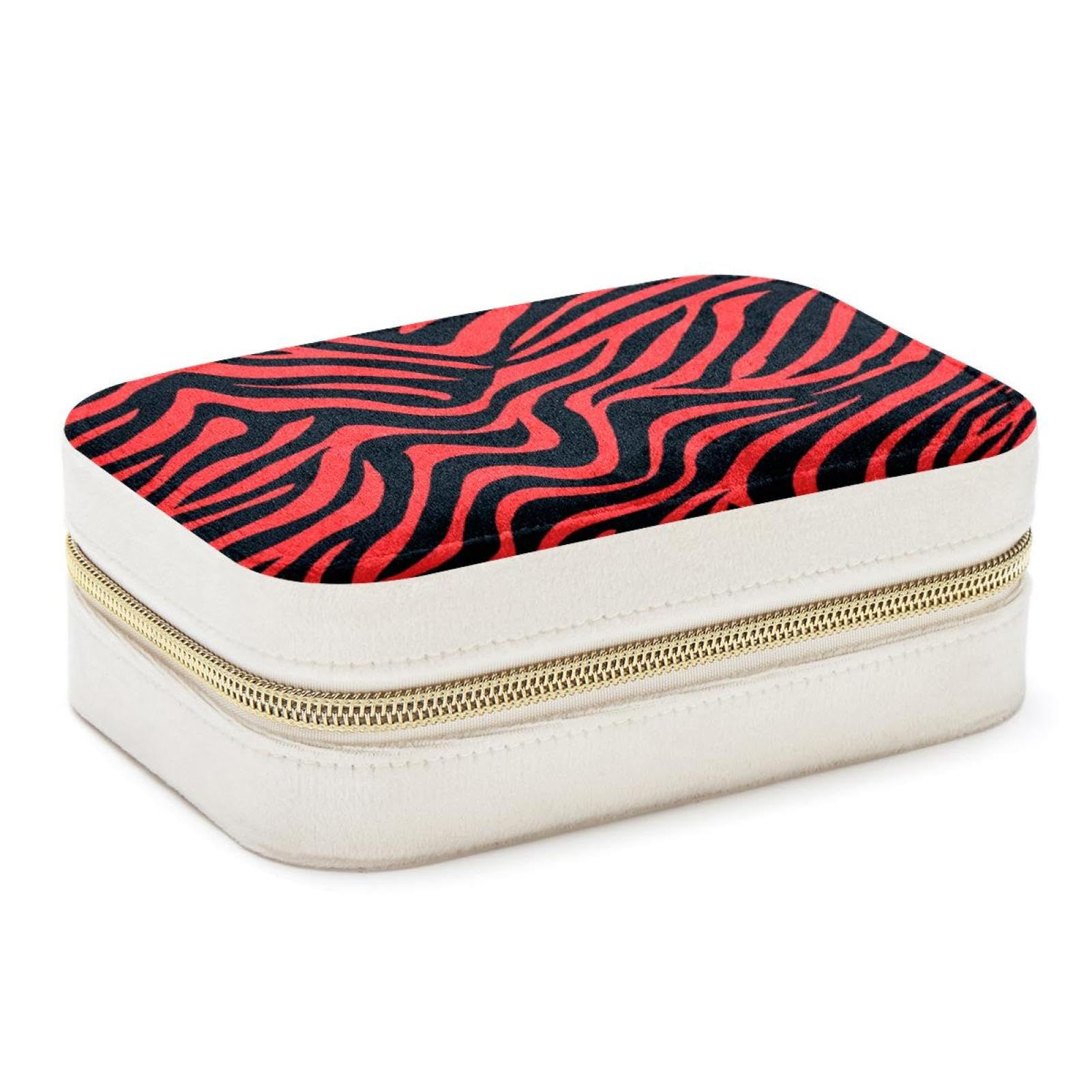 Boîte à bijoux de voyage portable, organisateur bijoux élégant spacieux zébré
