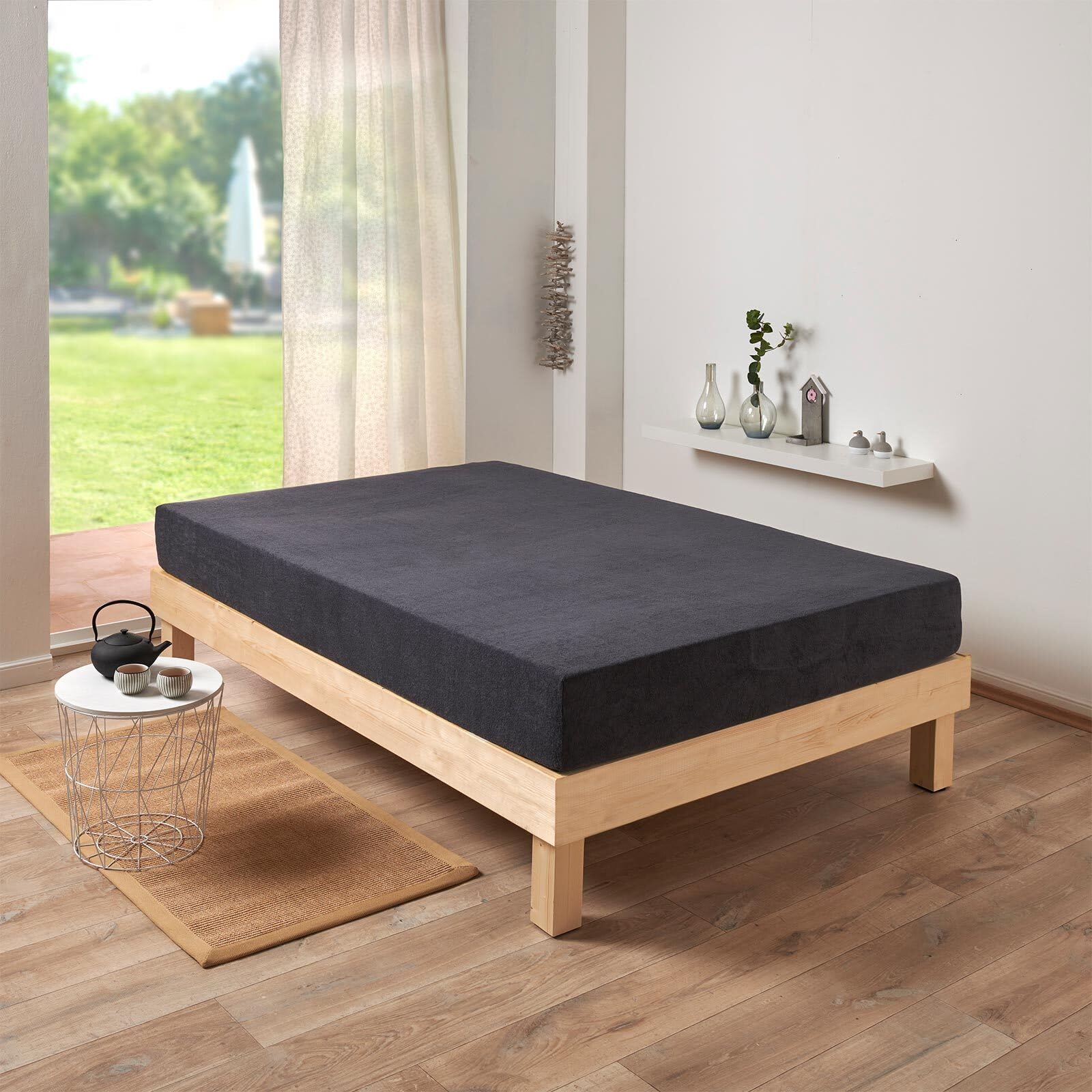 TRAUMSCHLAF Frottee Spannbettlaken Stretch – Weiches, dichtes 180 g/qm Spannbetttuch mit Rundumgummi – ideal für Matratzen bis 30 cm – 140x200-160x200 cm, anthrazit