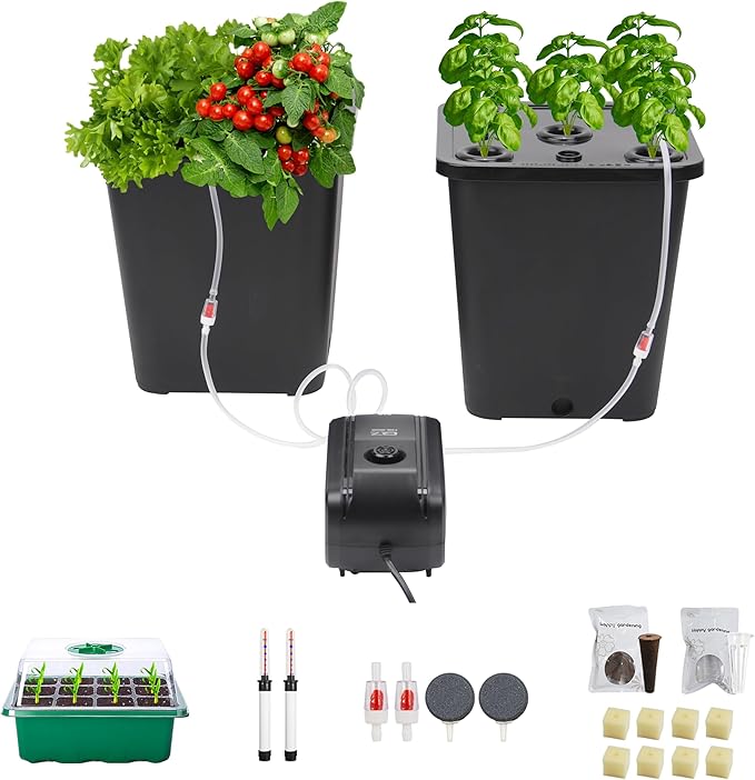 DWC 2 Hydroponic Buckets Kit for Plants, Hydroponics Growing System