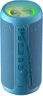 Ortizan X10 Bluetooth Speaker: IPX7 Waterproof Portable 24W Outdoor Speaker, 30H Battery, Party Lights, Stereo Pairing - Blue
