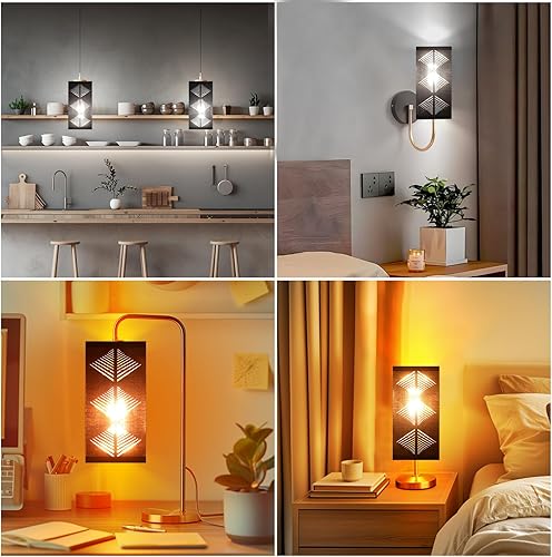 Miniatura 5 de ALUCSET Juego de 2 pantallas de lámpara pequeñas de 4.2 x 4.2 x 8.5 pulgadas, pantalla de repuesto de tela de lino para lámparas de mesa, color