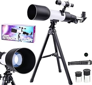 Kids Beginners Telescope, 60mm Aperture 360mm Focal Length Mount Astronomical Refracting Telescope, with Adjustable Tripod, Phone Adapter, Storage Bag