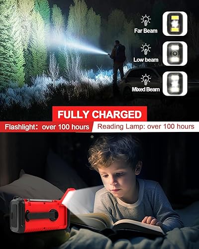 Miniatura 5 de Radio de manivela de emergencia, 20000 mAh  74000 mWh, radio solar con manivela meteorológica con NOAAAMFM, radio a batería con cargador de teléfono