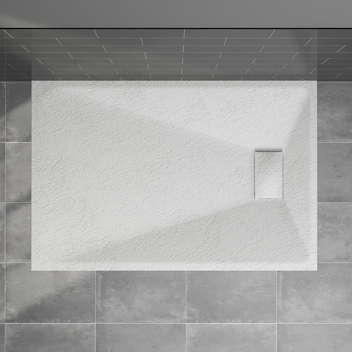 Blümme Rectangle Shower Tray 1400x800mm Bathroom SMC Slip-Resistant Flat Shower Base for Shower Enclosure Cubicle and Wetroom White