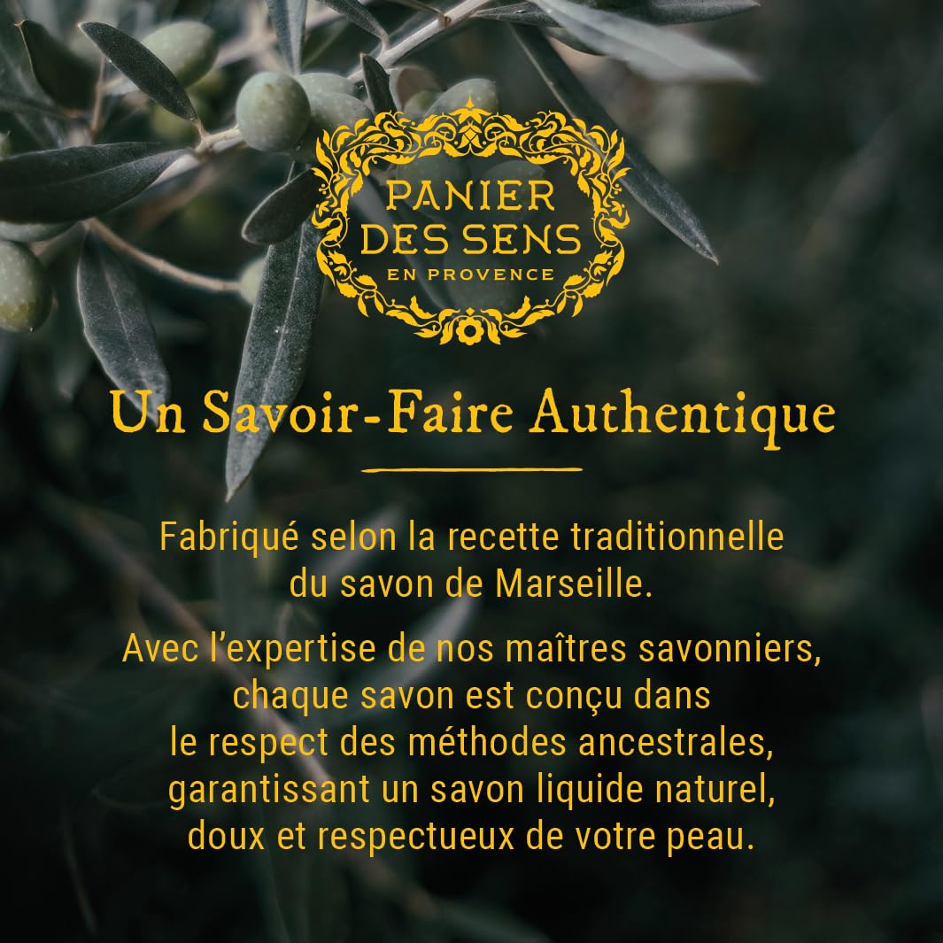 Savon Liquide Mains Fleur d’Oranger 500ml – Savon de Marseille Liquide 96% Naturel – Huile d’Olive & Coco – Fabriqué en France – Panier des Sens