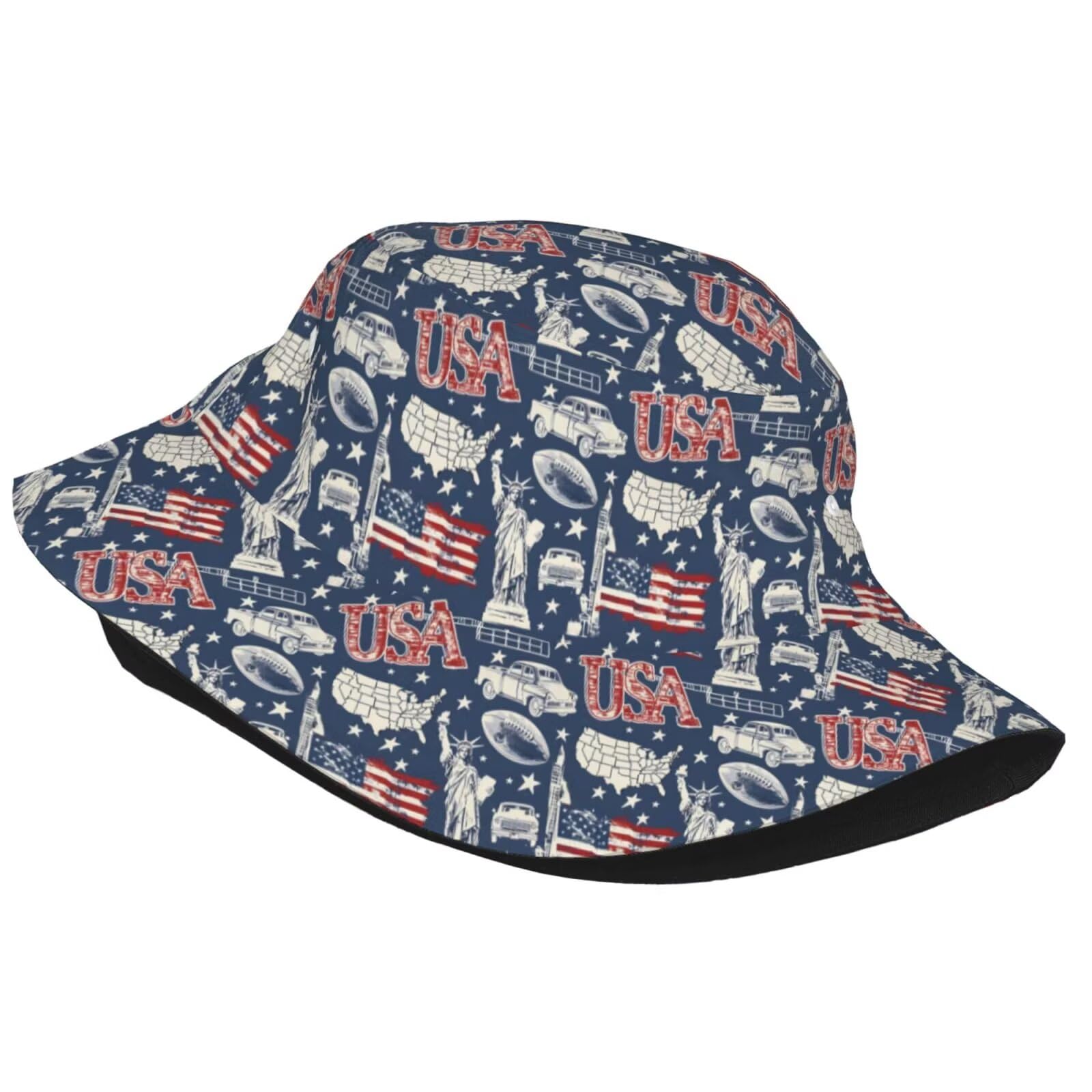 USA Flag Bucket Hat, American Flag Fisherman Hat Independence Day 4th of July Sun Hat Outdoor Cap for Men Women