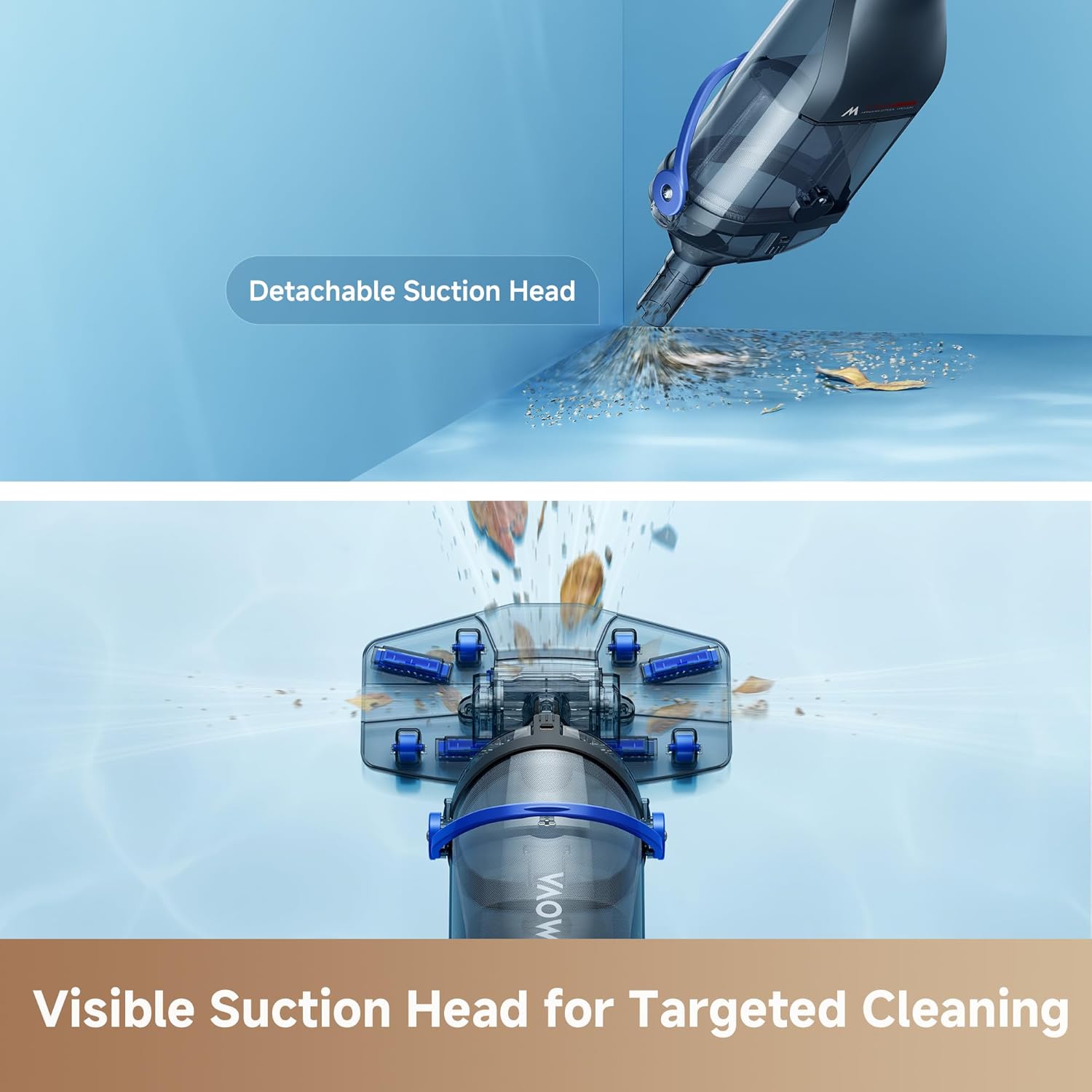 MOVA Handler V10 Cordless Pool Vacuum, 18.5 GPM Suction, Transparent Suction Head & 5.9ft Telescopic Pole and Skimmer Net, 60min Runtime, Handheld Rechargeable Pool Cleaner for All Pool Types, IPX8