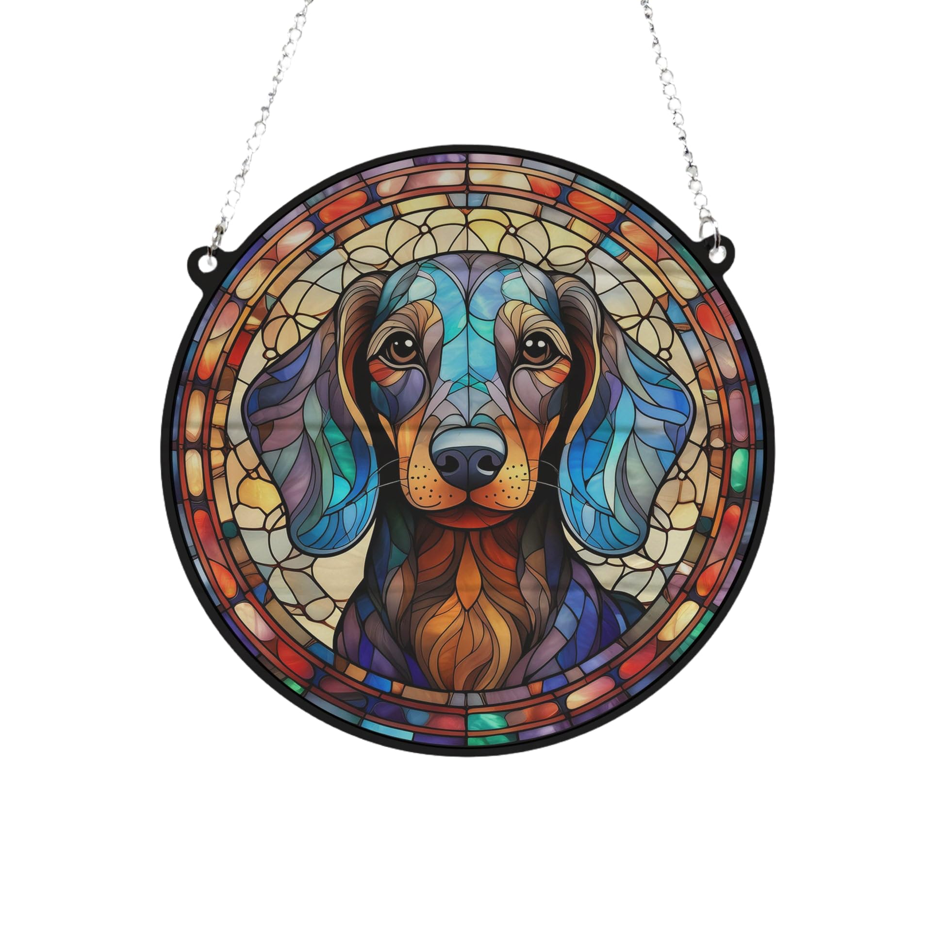 Dachshund Stained Glass Effect Suncatcher Gift for Dog Lovers - 19cm