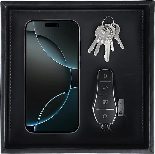 HofferRuffer Bandeja de Tocador de Cuero Sintético, Elegante Organizador de Almacenamiento de Escritorio, Bandeja Decorativa Multiusos para Perfume,