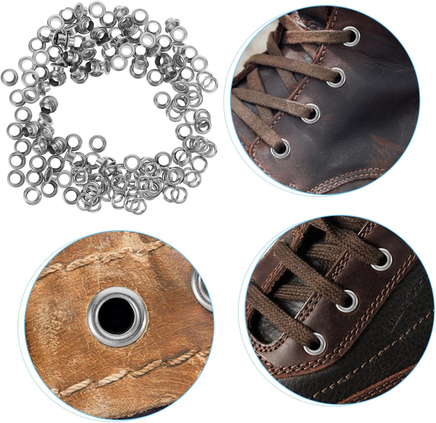DOITOOL 100sets Grommets Eyelets Silver Rivets for Shoes Clothing DIY Crafts for Lace Repairs and Decorative Enhancements Inner Diameter