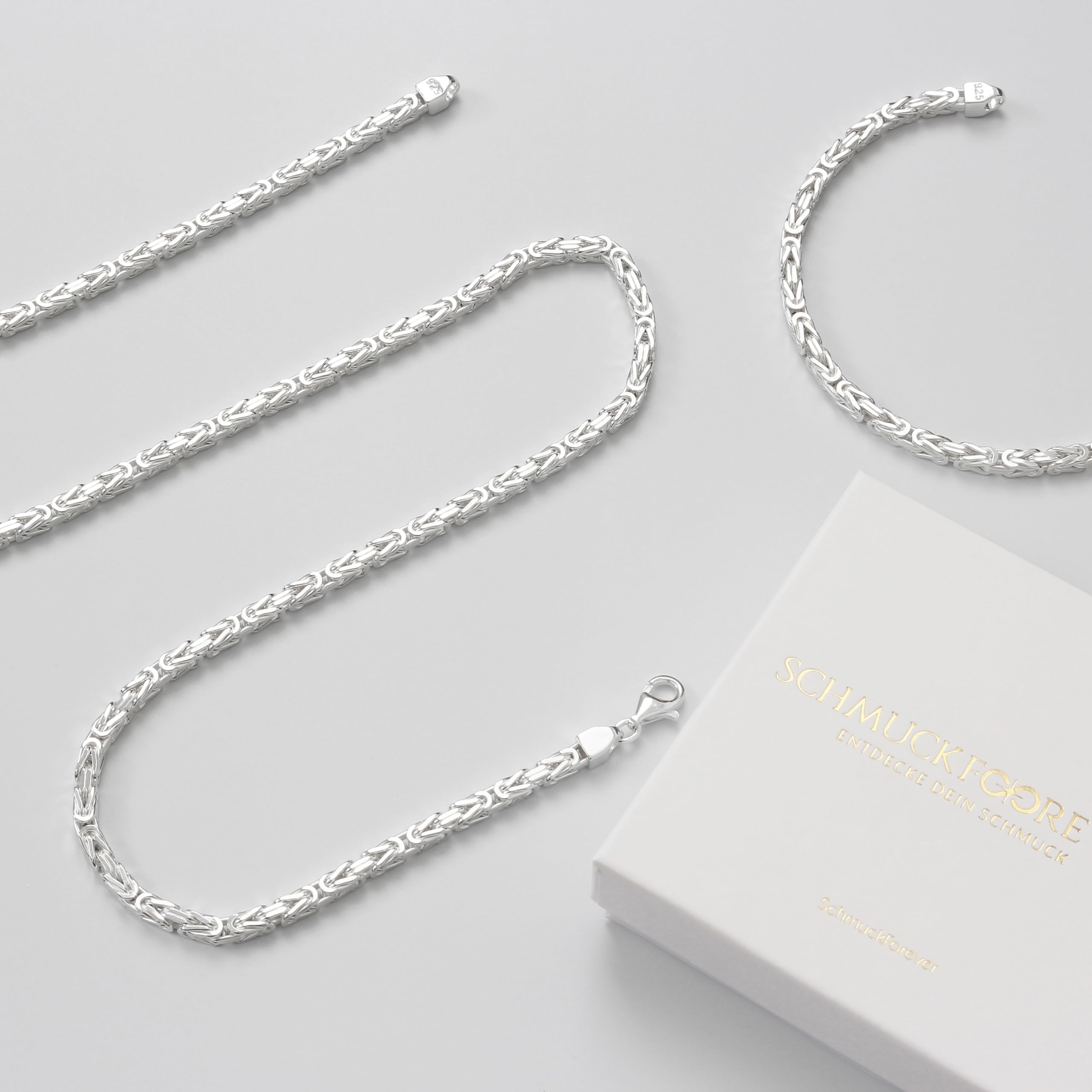 Königskette 4mm 925 Silber massiv - Länge Wählbar - Collier Halskette oder Armband