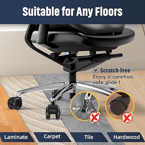 Miniatura 5 de Sytopia Juego de ruedas de repuesto para silla de oficina, juego de ruedas resistentes de 2.5 pulgadas, para alfombras y suelos de madera, tamaño