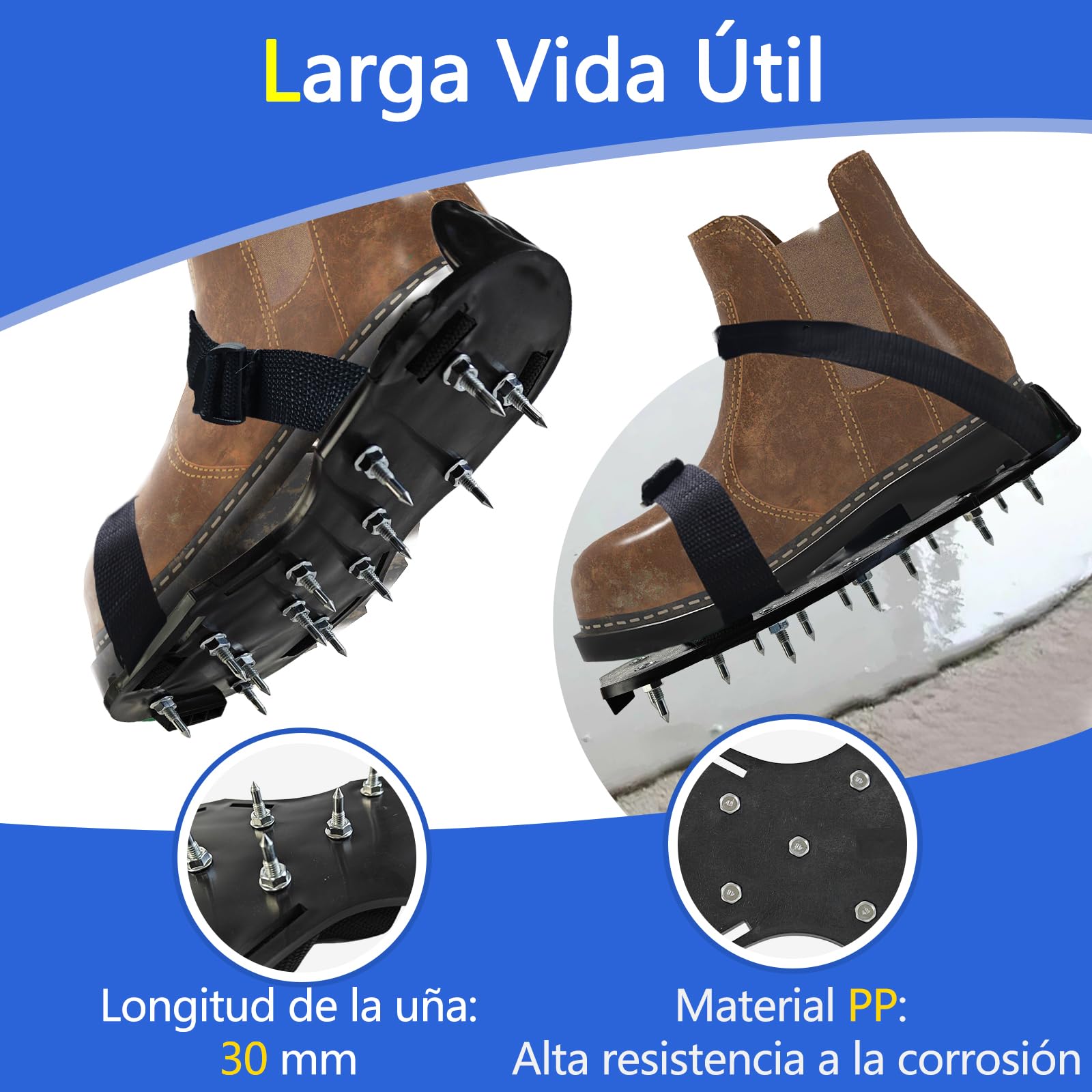 VKE Rodillo Púas Autonivelante 50cm Antisalpicaduras,Palo Telescópico 162cm | Incluye Rascador Autonivelante 56cm y Zapatos Aireadores para Césped, Set Completo Herramientas Para Autonivelante