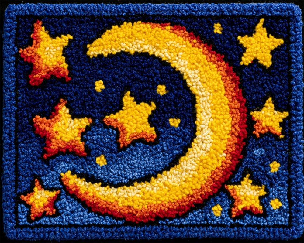 FWRTYCB Latch Hook Rug Kit Moon and Stars