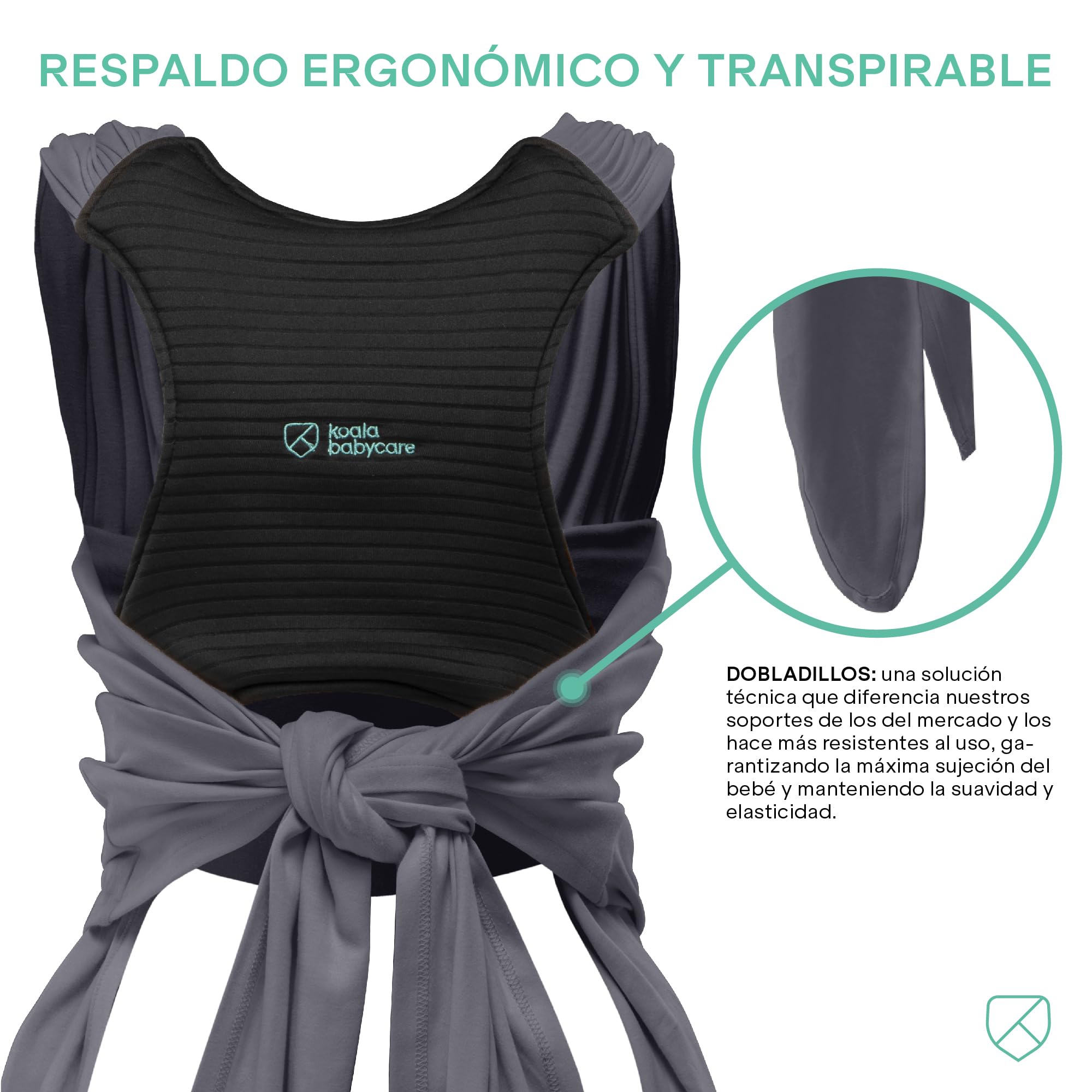 Koala Babycare Fular portabebes- Cuddle Band 2.0 – Portabebes recien nacido homologado hasta 15 kg 100% algodón - Ajustable y unisex - 5
