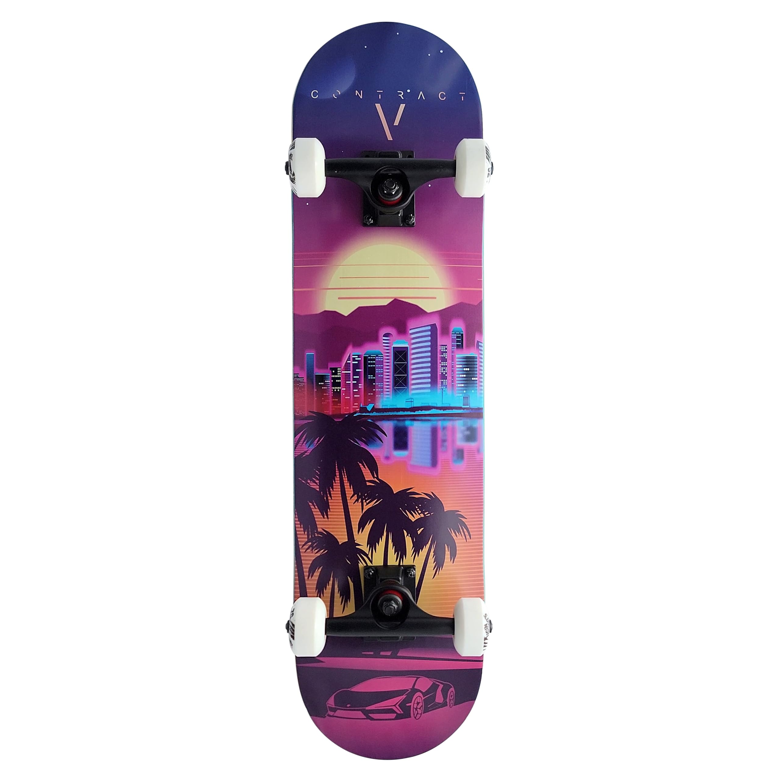Komplett Skateboard Beach-City - für Kinder und Jugendliche - 7-lagiges Ahornholz Deck - Medium Concave Standard Popsicle Shape - für Anfänger, Profis, Mädchen & Jungs