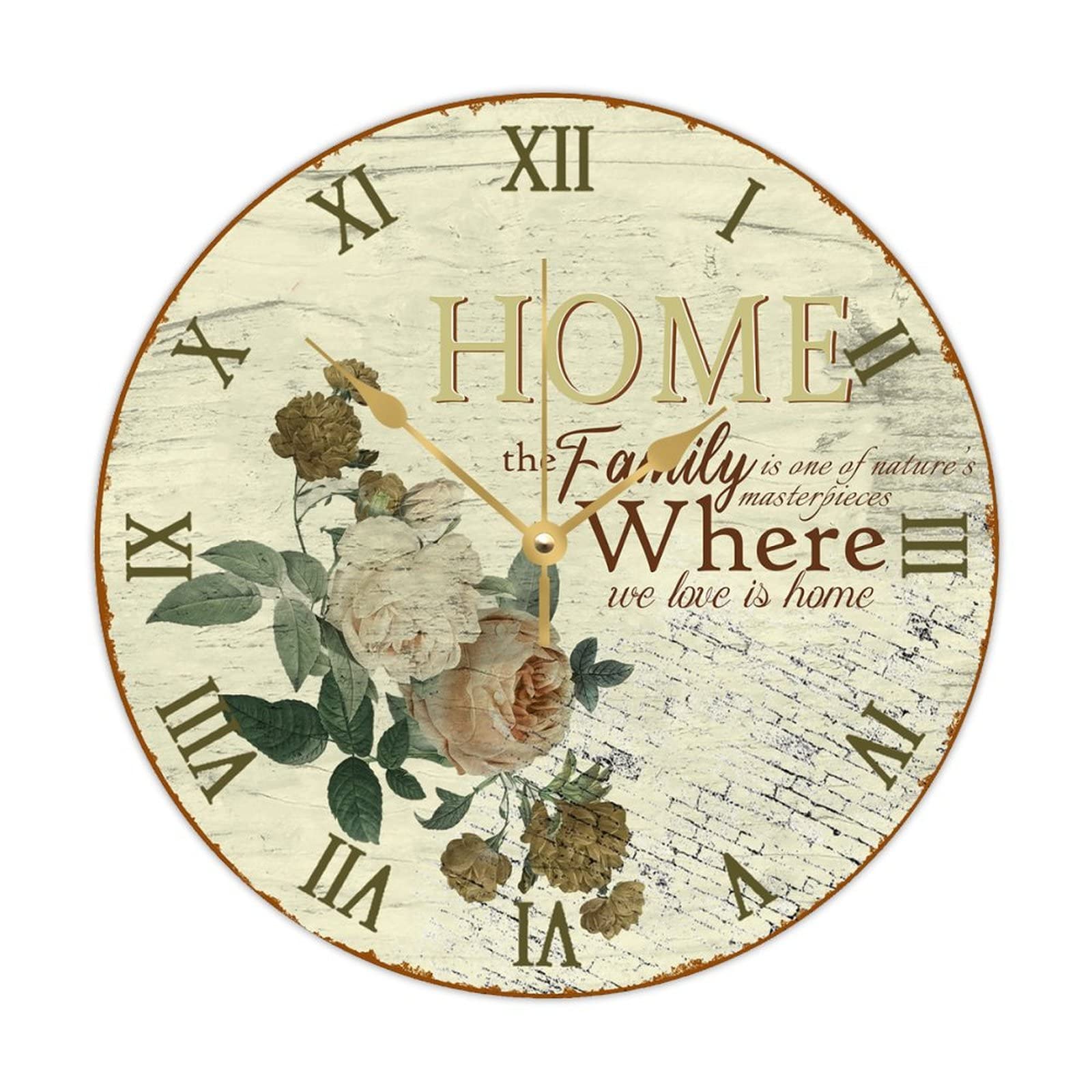 Horloge ronde en bois fleur pour un salon vintage et chaleureux