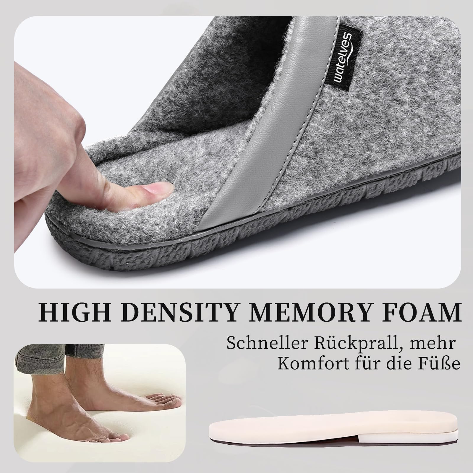 WateLves Ciabatte Uomo Pantofole Feltro Invernali Memory Foam Antiscivolo Caldo Scarpe Da Casa