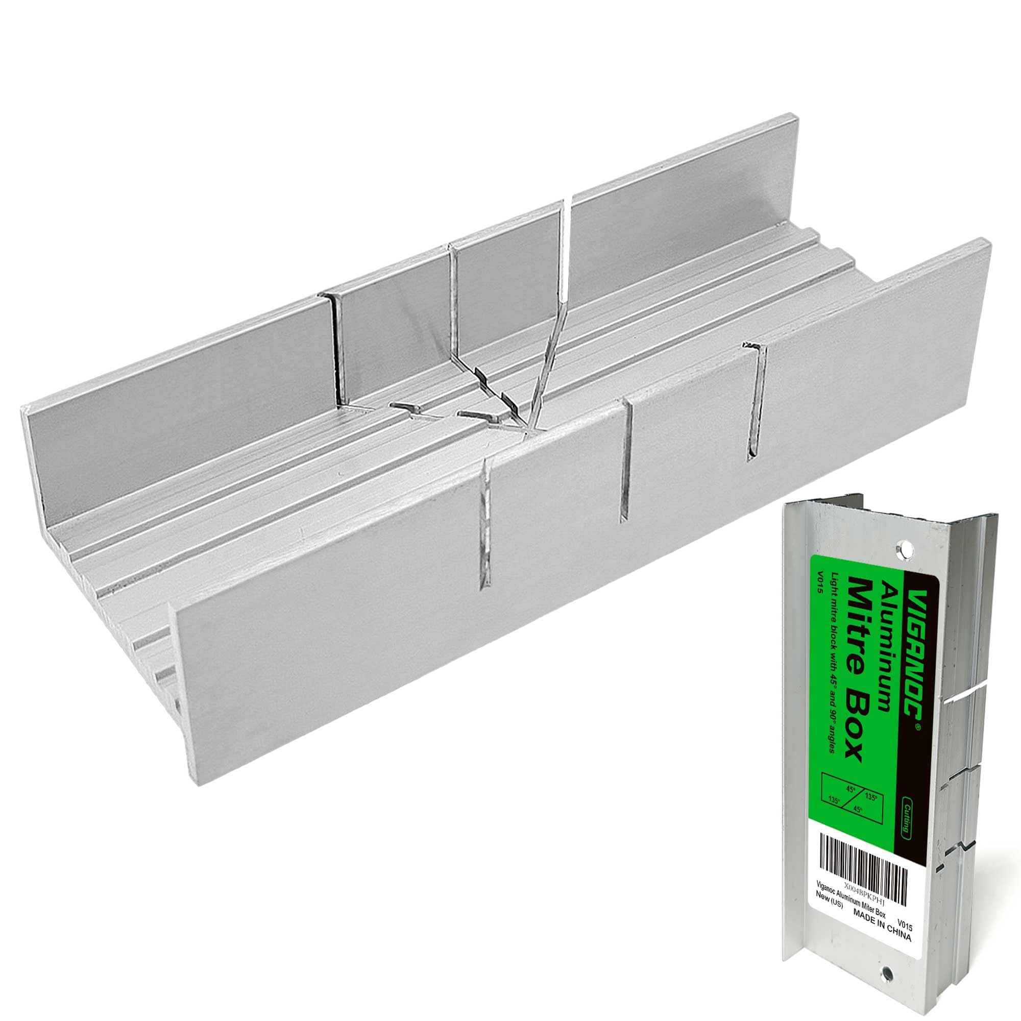 Metal Mitre Box by Aluminium and Steel Construction, 5.3 Inch Small Tiny Mitre Box for Manual Saw and Handsaws with 3 Cutting Angles - Ideal For Cutting Wood and Soft Metals