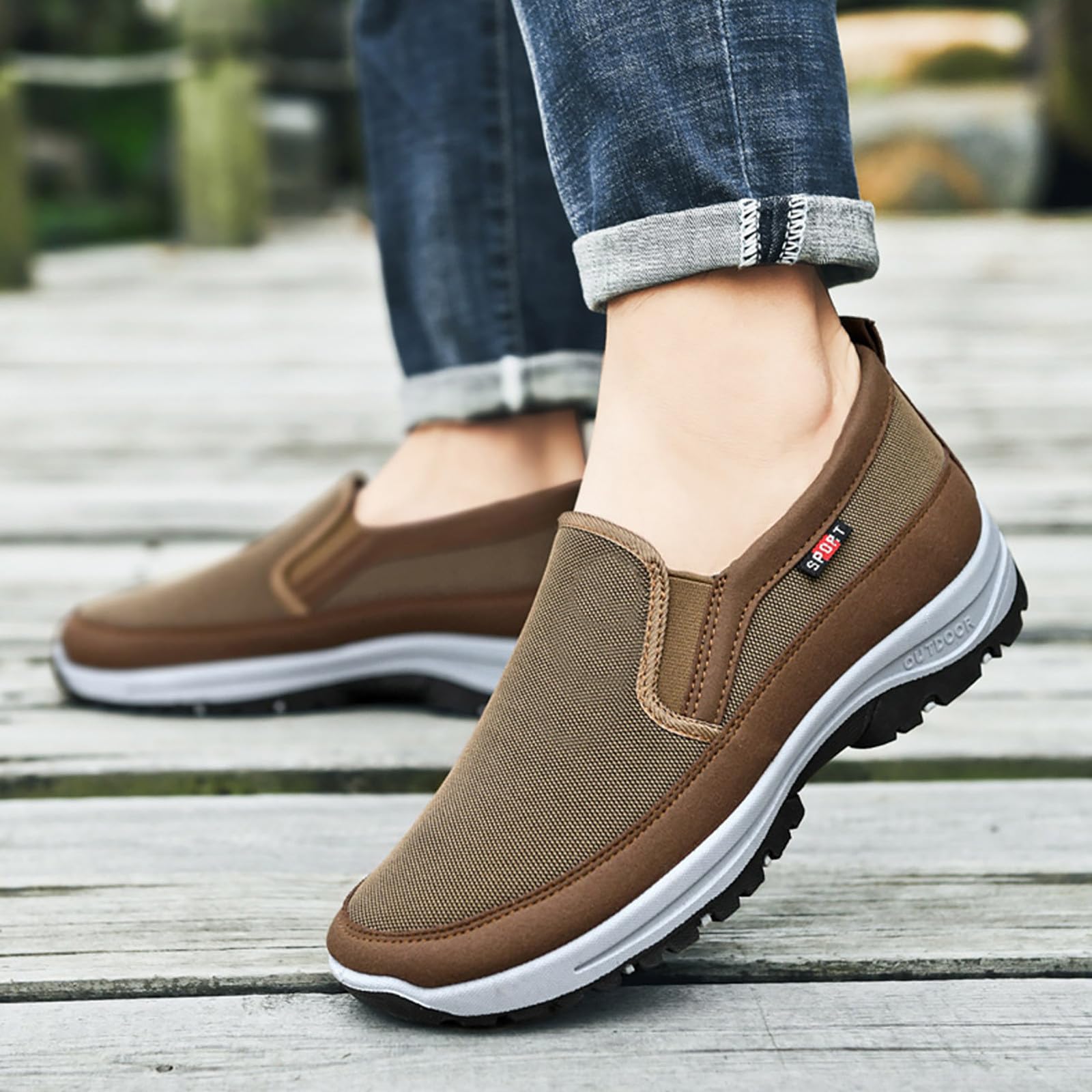 Generisch Męskie buty sportowe, modna siateczka, oddychające, wygodne, płaskie dno, grube dno, duże rozmiary, swobodne buty sportowe
