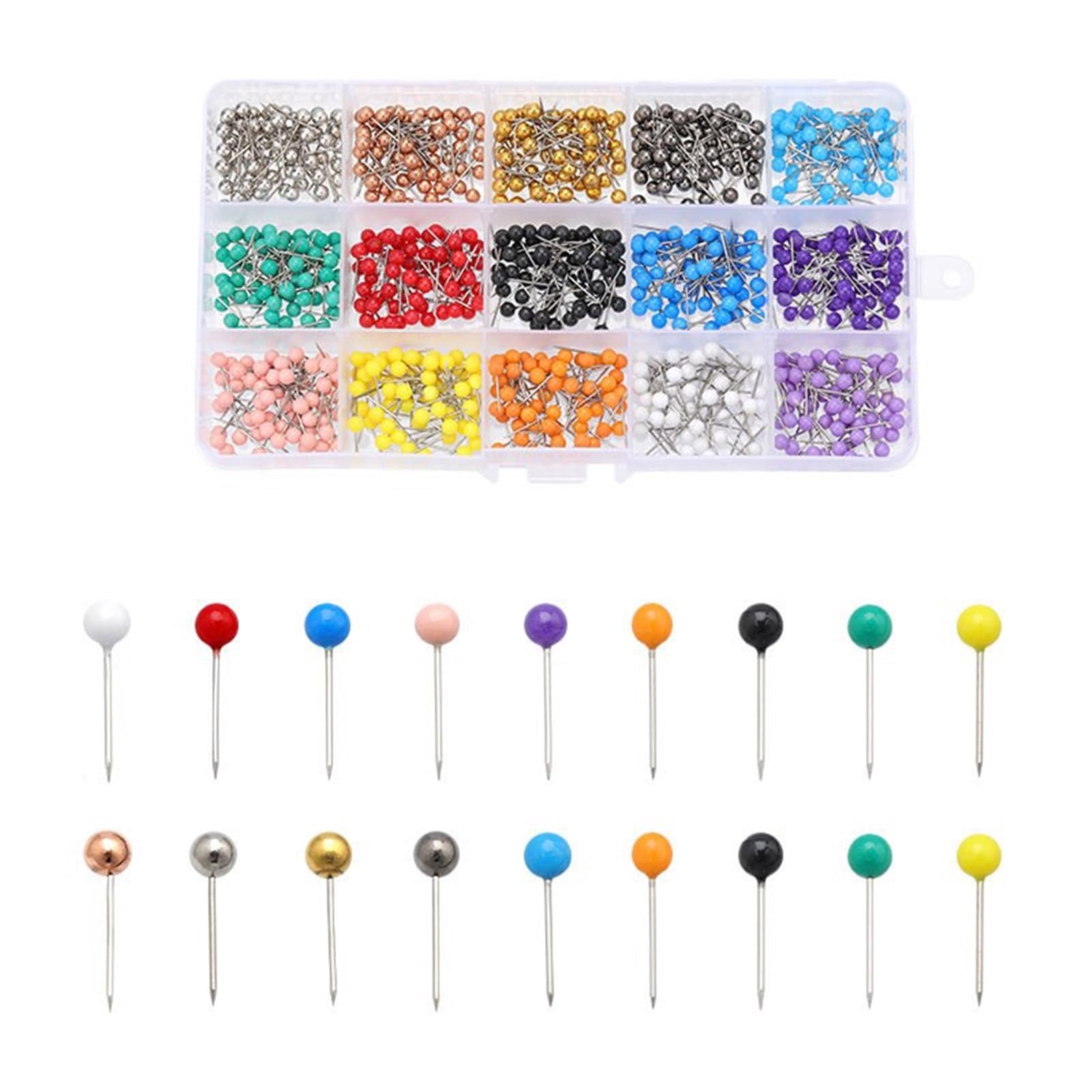 Kalttoy 200/500 / 900Pcs Colored Dressmaking Pins 4mm Ball Head Quilting Positioning Pins Dressmaker Pin for Clothing Tailoring Sewing Positioning