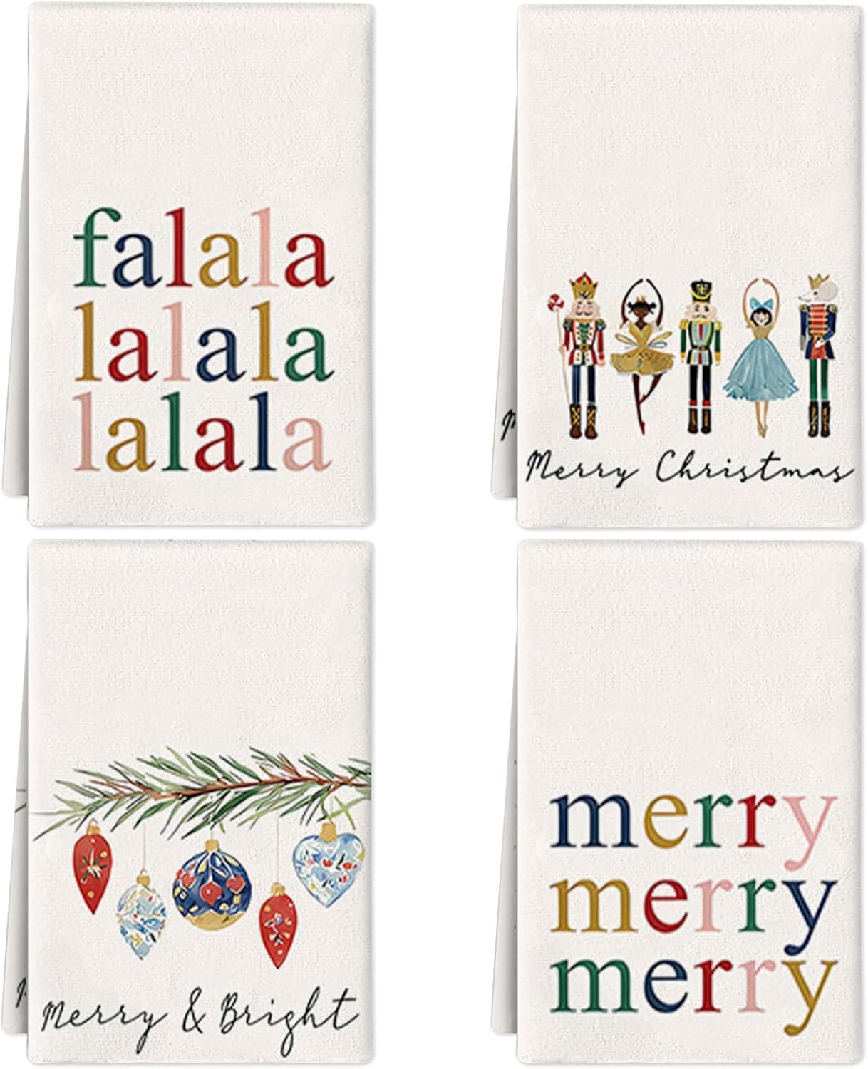 4PCS Christmas Kitchen Towels Dish Towel Xmas Nutcrackers Quick Drying Dish Cloth Hand Towels Home Decor for Kitchen and Bathroom Decoration Housewarming Gifts 24x16 Inch