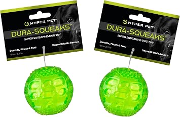 Hyper Pet DuraSqueak ドッグボール 犬のおもちゃ 浮かんで音を鳴らすインタラクティブな犬のおもちゃ きしむ犬のおもちゃ & 犬用ボール 遊び/フェッチ/リトリーブ用 - 従来の犬用テニスボールの代替品