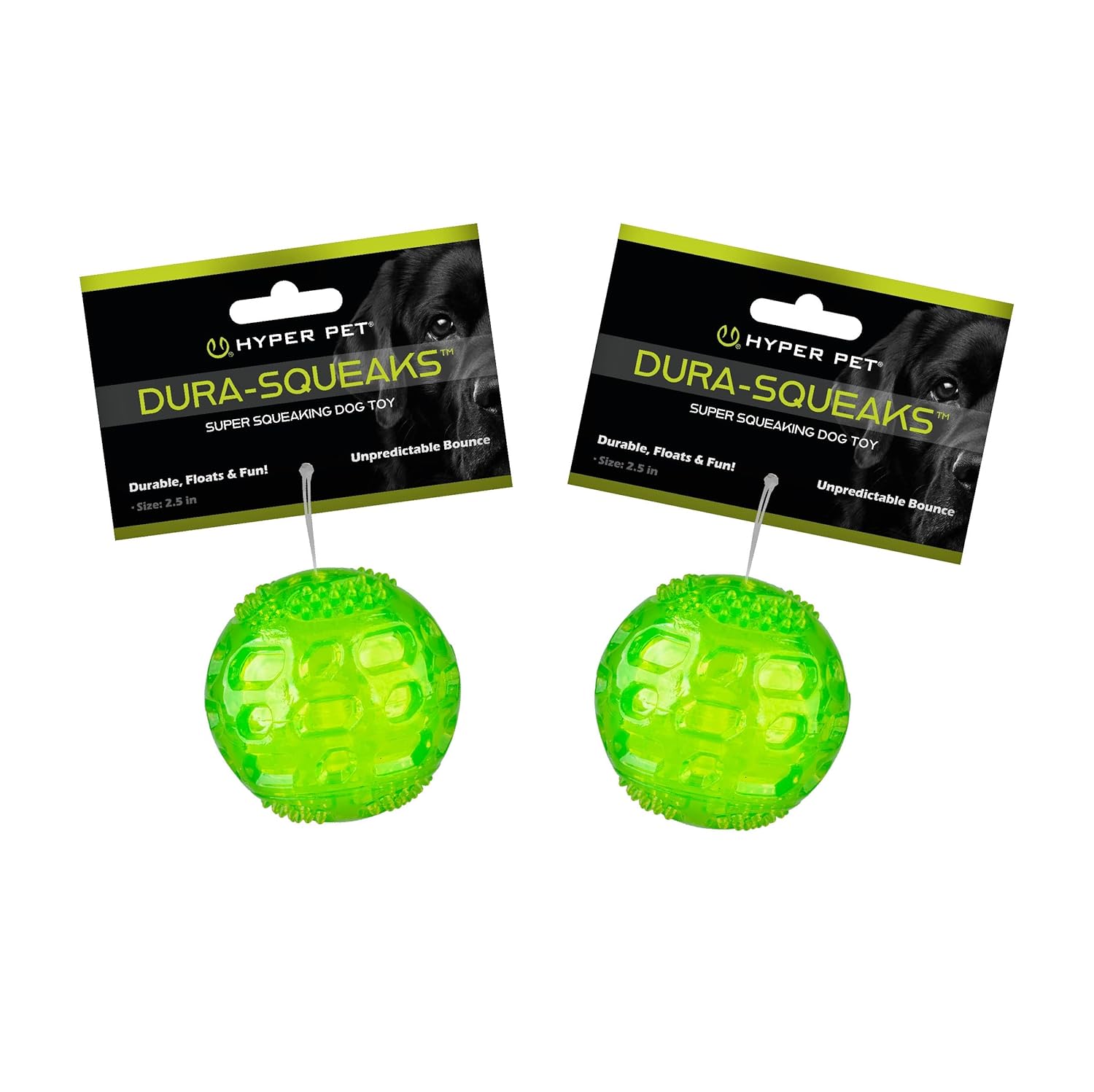Hyper Pet DuraSqueak Dog Ball Toy Interactive Floats Squeaks Dog Balls for Fetching Alternative to Traditional Tennis Balls