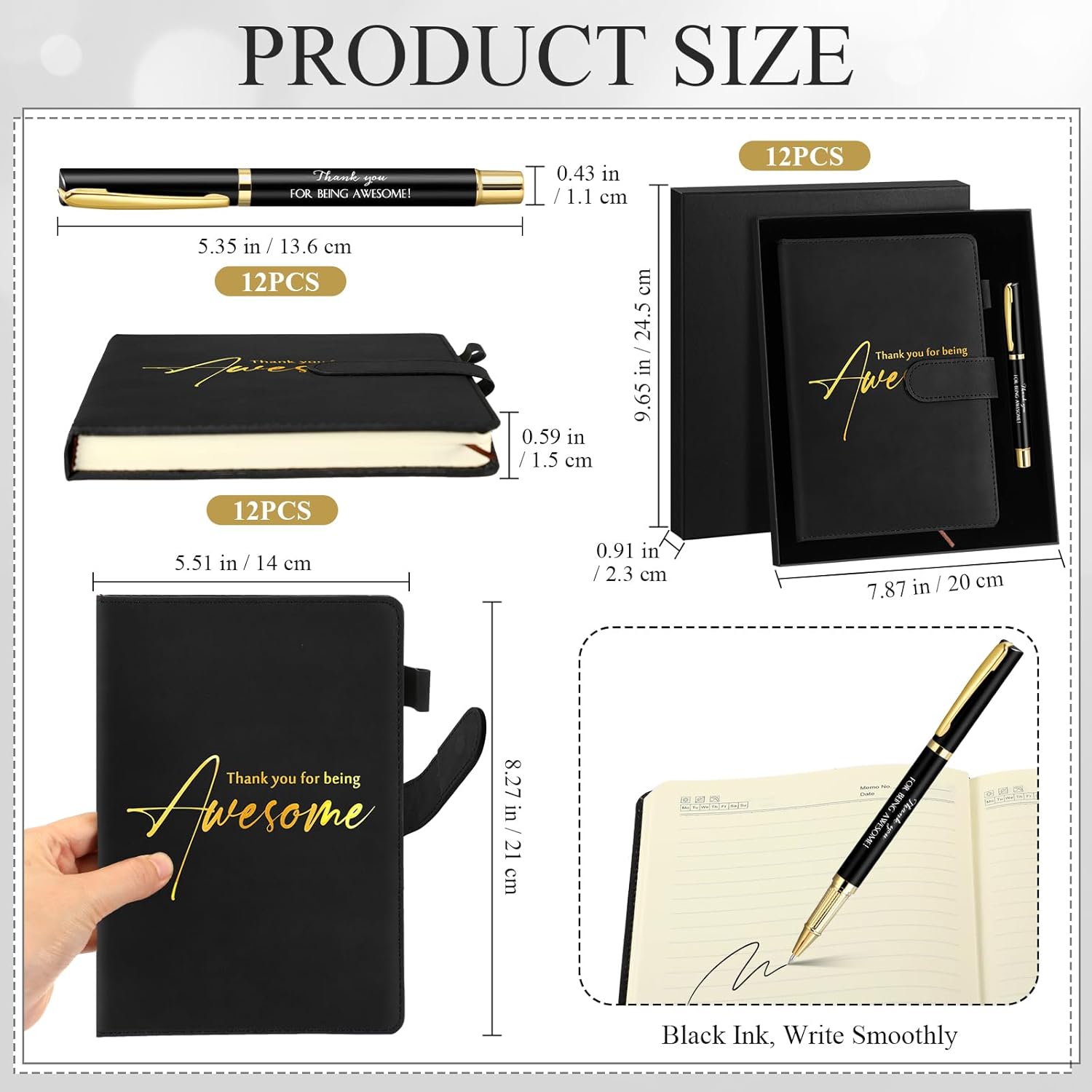 Tellingyou 12 Sets Employee Appreciation Gifts Bulk for Office Staff Coworkers Thank You for Being Awesome Notebook Pen Team Group Gift Box for Men Women Nurse Practitioner
