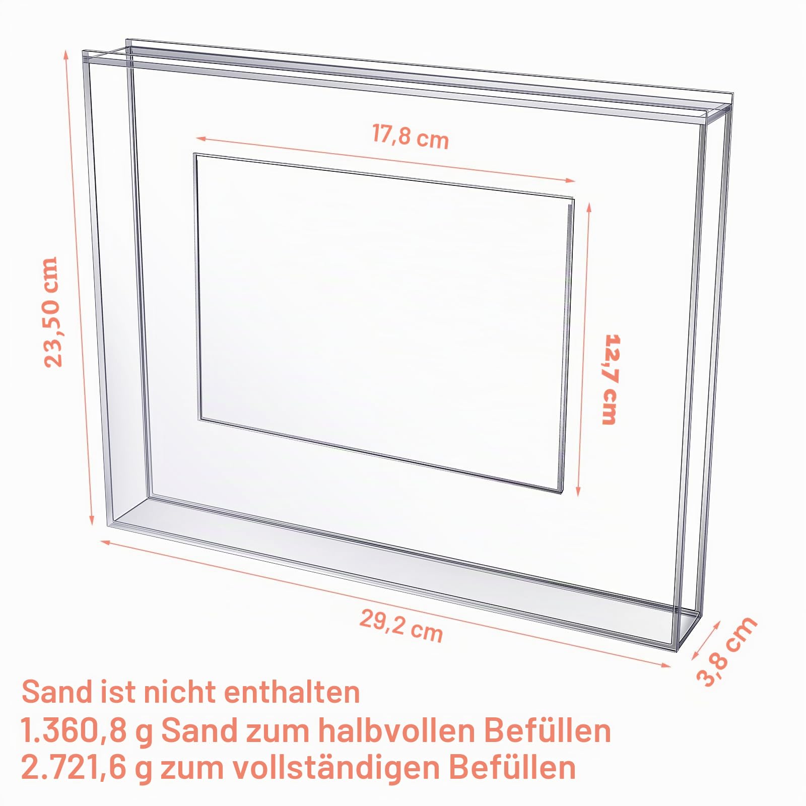 Queekay Wedding Unity Sand Zeremonie Bilderrahmen Klar Acryl Sand Zeremonie Schatten Box mit Bilderrahmen für Hochzeitsdekorationen Home Decor Andenken (Klassischer Stil)