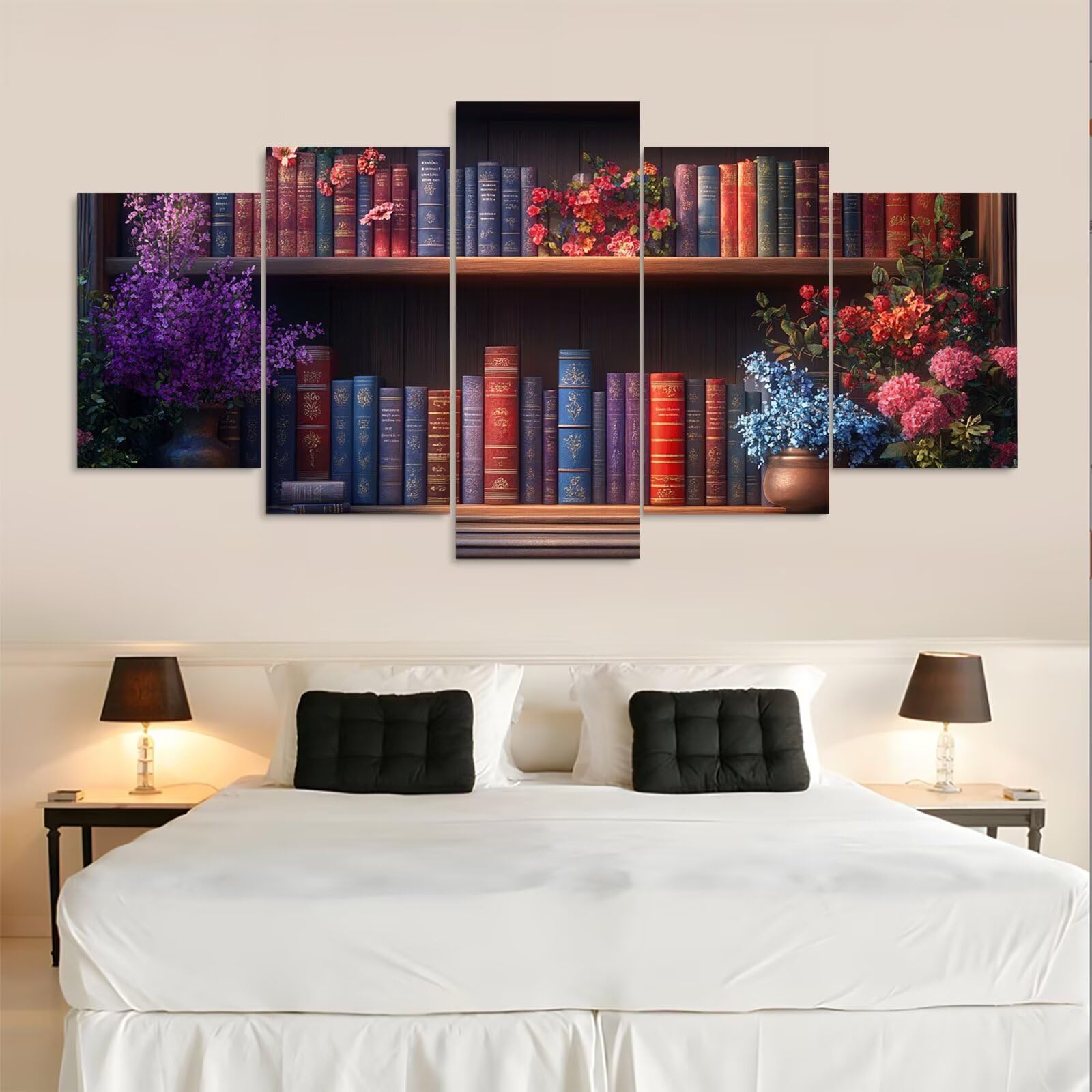 Diamond Painting Erwachsene Groß XXL 80x125cm 5 Teilig 5D Diamond Painting Buch Basteln & DIY Malen Nach Zahlen Erwachsene Dimond Paintings Bilder Bastel Sets, Bausätze für Diamantmalerei Blume 0b-954