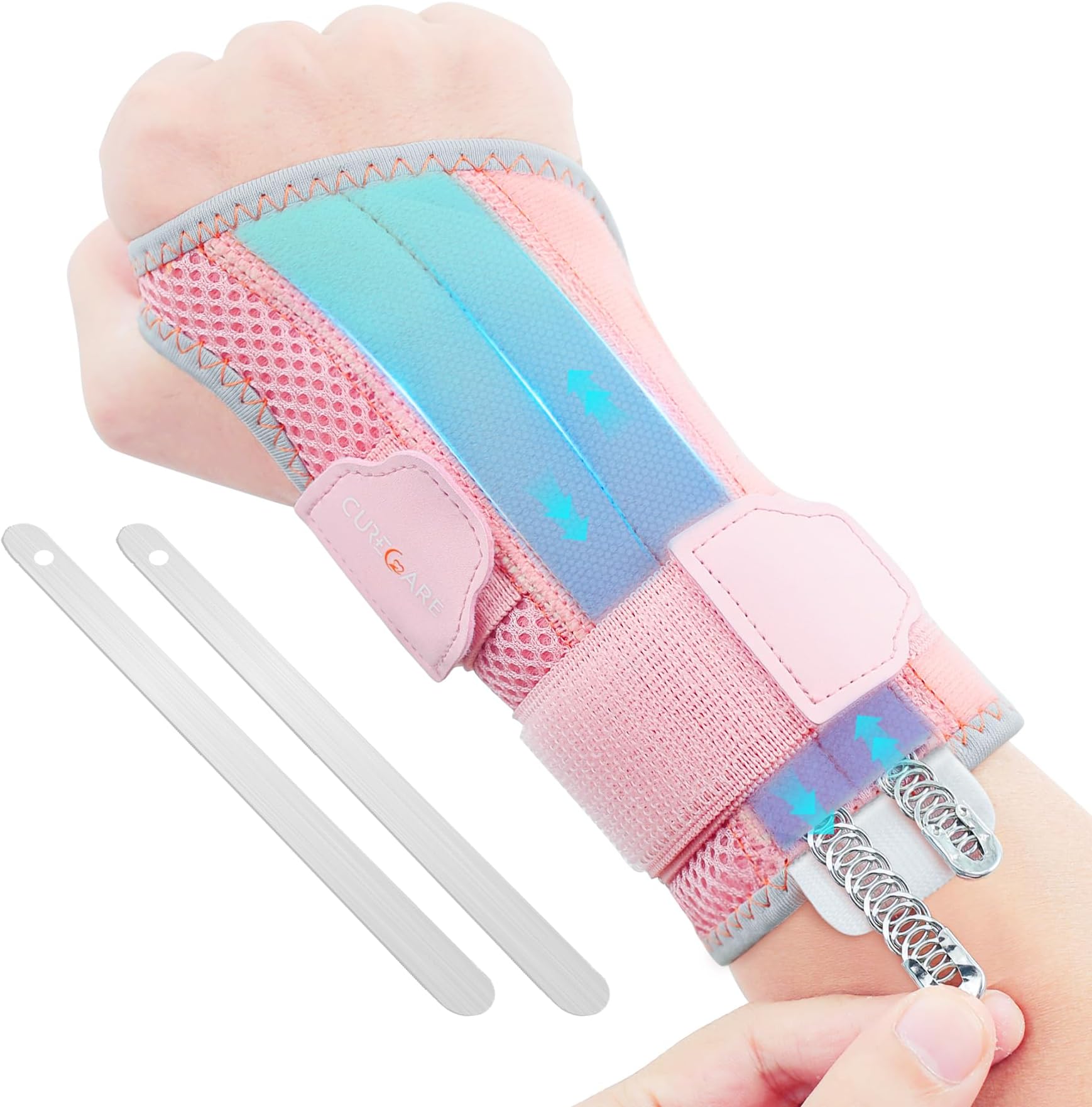 FEATOL 2 Pack Blue Black Wrist Brace for Carpal Tunnel Pain Relief for Sprain