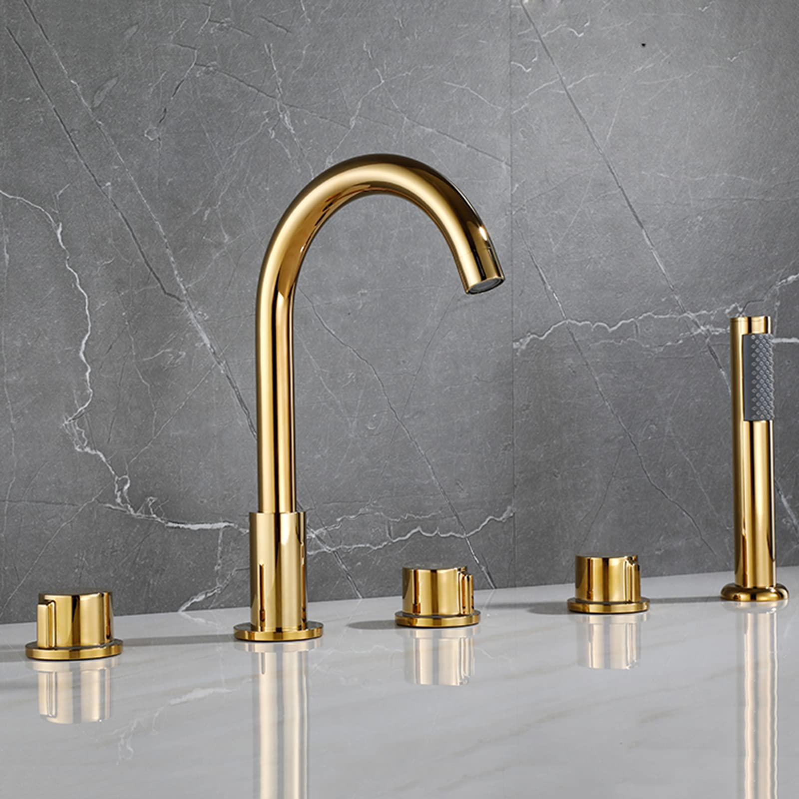 SBCGFY D Bathtub Faucet Set - 5 Units Deck Mount Shower Mixer Taps, Gooseneck Design For Bathroom, Elegant Bath Shower Combination, Stylish &,