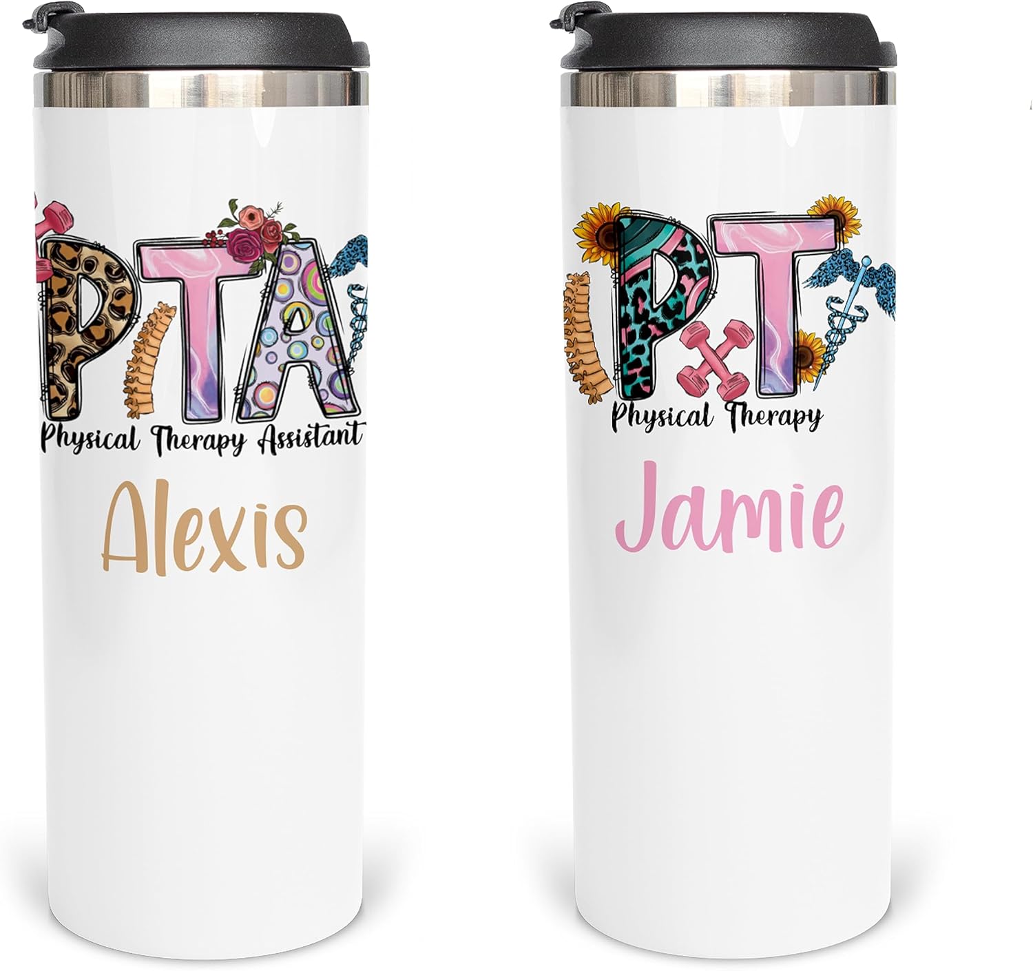 I’ll Be There For You Physical Therapy Insulated Stainless Steel Water Bottle, PT Sublimated Cup Gft for Her, Physical Therapist Nurse Cup and Lid, Therapy Thank You Water Bottle Gift for Him